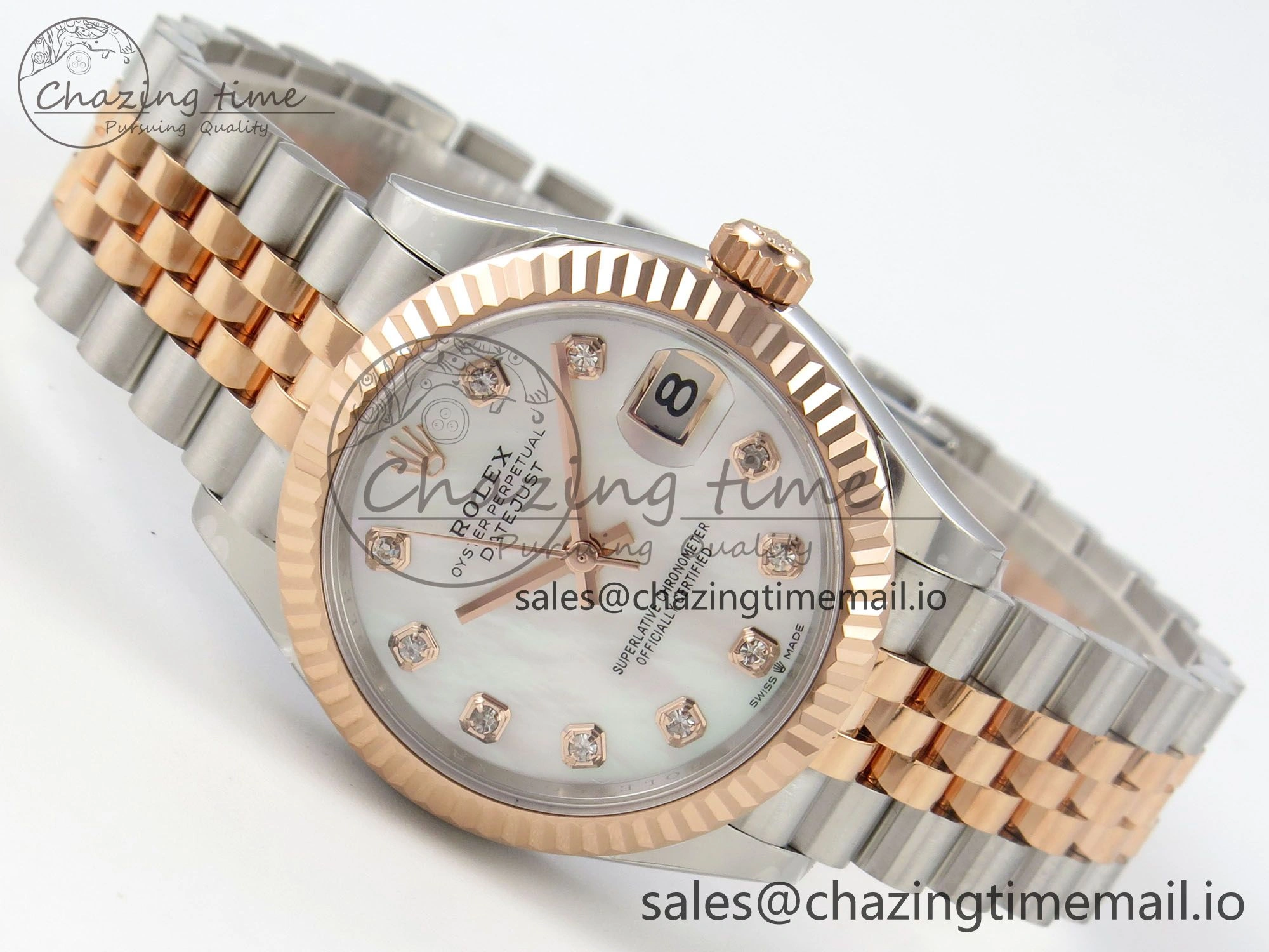 Chic DateJust 31 278271 THBF 1:1 Best Edition 904L Steel White Diamonds Dial on SS RG Jubilee Bracelet HZ Cal. 24