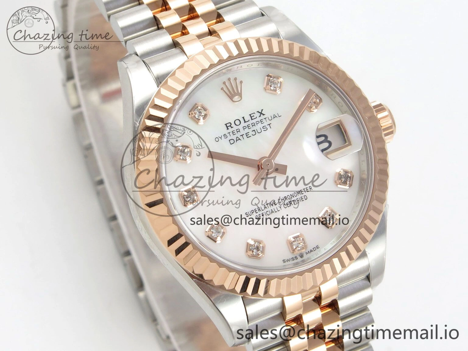 Chic DateJust 31 278271 THBF 1:1 Best Edition 904L Steel White Diamonds Dial on SS RG Jubilee Bracelet HZ Cal. 24