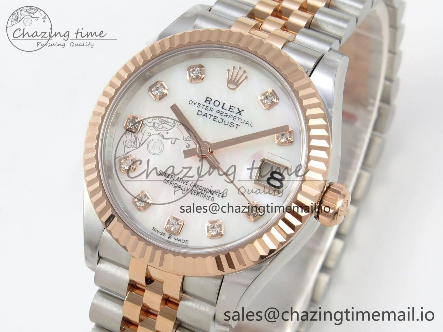 Chic DateJust 31 278271 THBF 1:1 Best Edition 904L Steel White Diamonds Dial on SS RG Jubilee Bracelet HZ Cal. 24