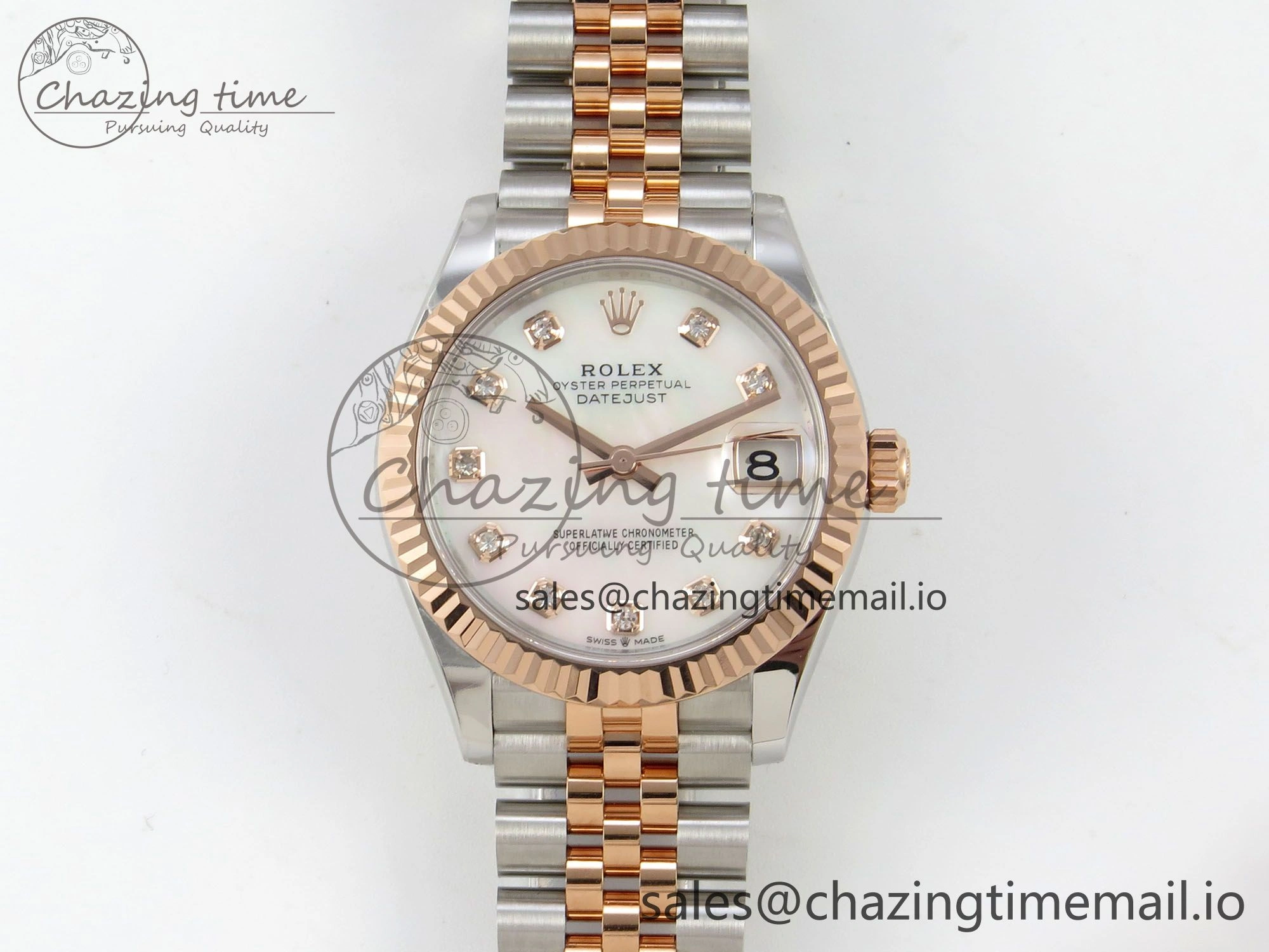 Chic DateJust 31 278271 THBF 1:1 Best Edition 904L Steel White Diamonds Dial on SS RG Jubilee Bracelet HZ Cal. 24