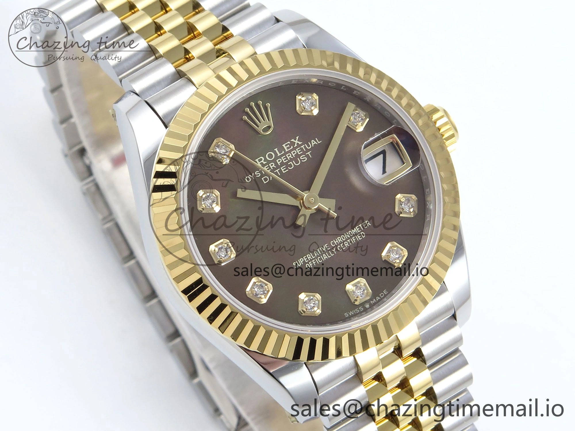 DateJust 31 278273 ARF 1:1 Best Edition 904L Steel Brown Diamonds Dial on SS YG Jubilee Bracelet ETA BestValue 566