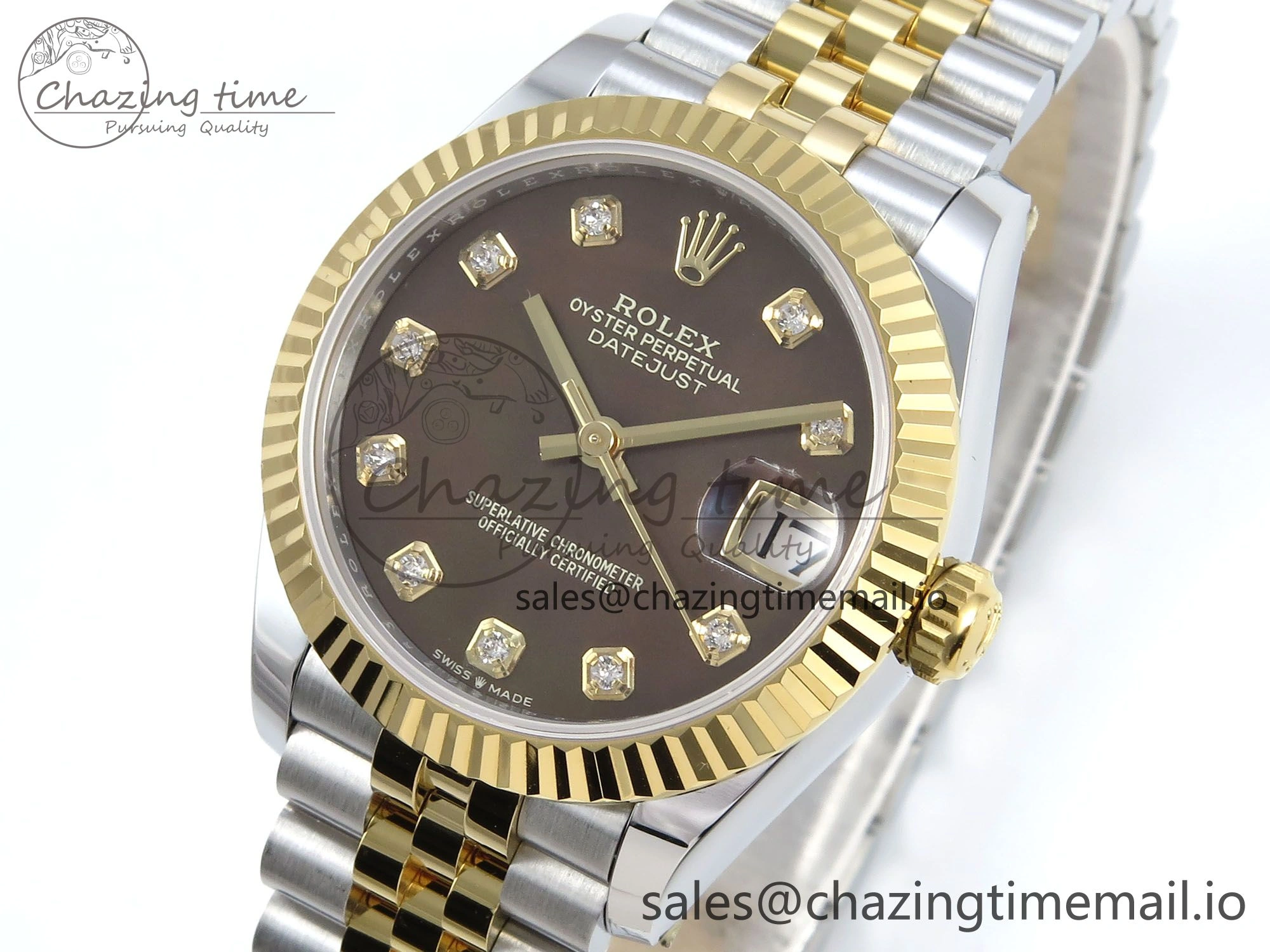 DateJust 31 278273 ARF 1:1 Best Edition 904L Steel Brown Diamonds Dial on SS YG Jubilee Bracelet ETA BestValue 566