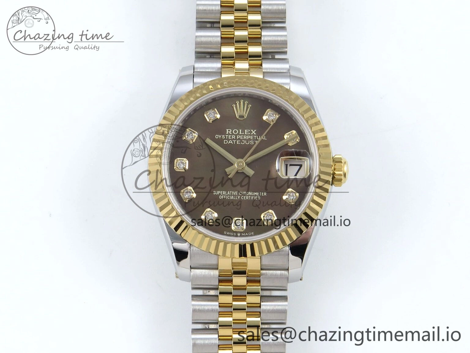 DateJust 31 278273 ARF 1:1 Best Edition 904L Steel Brown Diamonds Dial on SS YG Jubilee Bracelet ETA BestValue 566