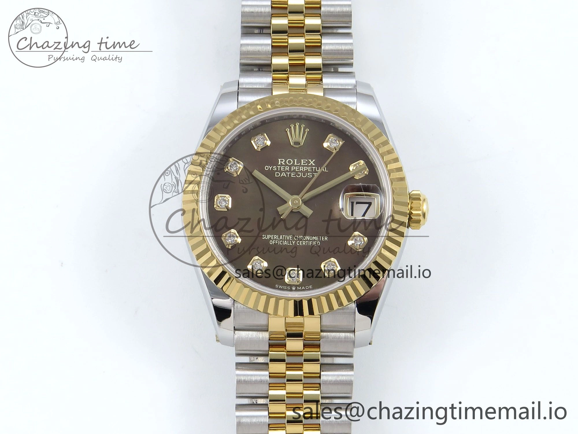 DateJust 31 278273 ARF 1:1 Best Edition 904L Steel Brown Diamonds Dial on SS YG Jubilee Bracelet ETA BestValue 566
