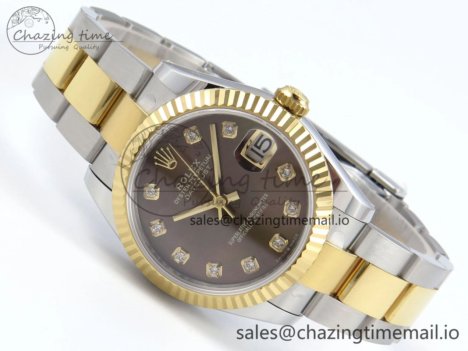 DateJust 31 278273 ARF 1:1 Best Edition 904L Steel Brown Diamonds Dial on SS YG Oyster Bracelet ETA UrbanChic 577