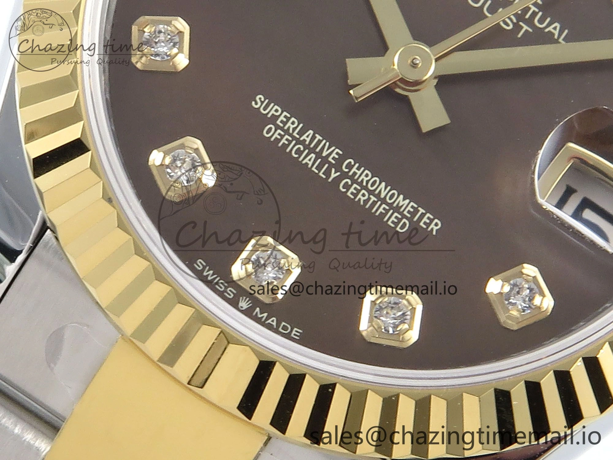 DateJust 31 278273 ARF 1:1 Best Edition 904L Steel Brown Diamonds Dial on SS YG Oyster Bracelet ETA UrbanChic 577