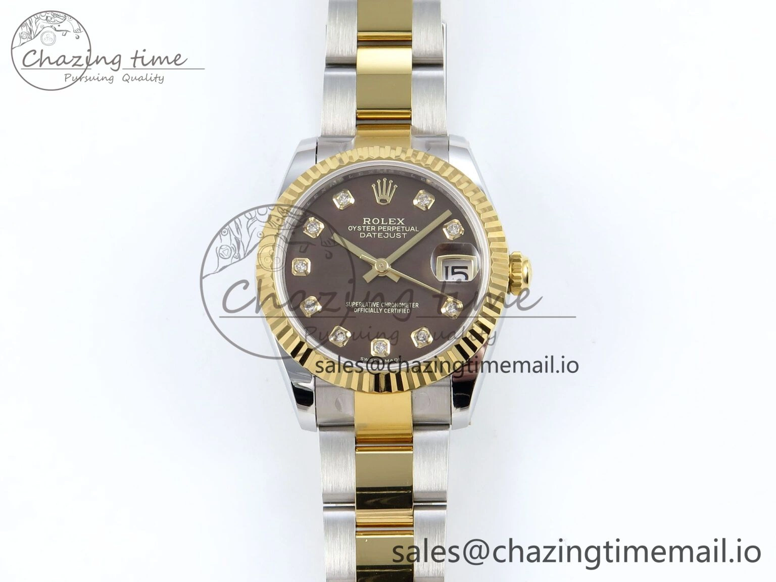DateJust 31 278273 ARF 1:1 Best Edition 904L Steel Brown Diamonds Dial on SS YG Oyster Bracelet ETA UrbanChic 577