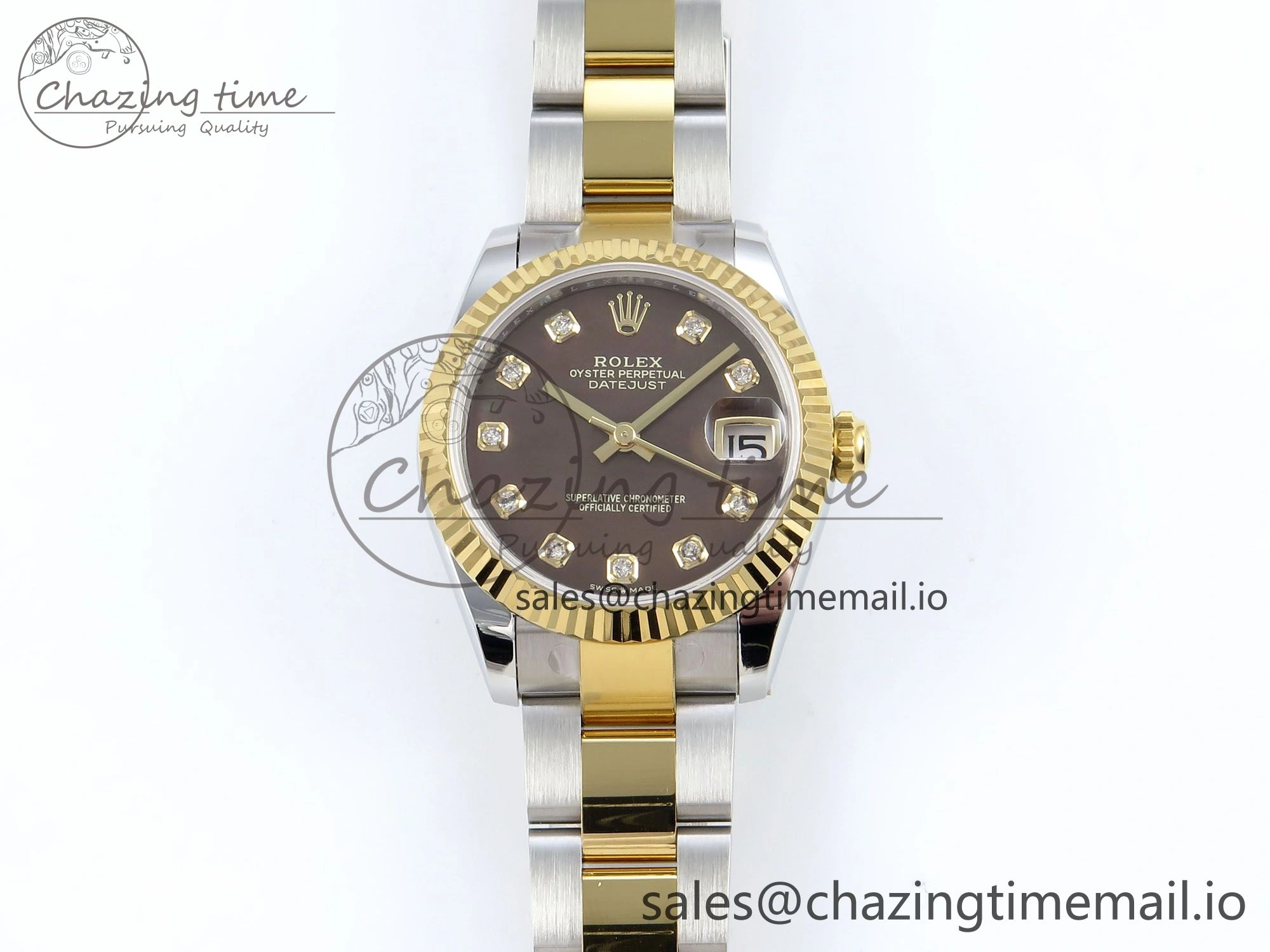 DateJust 31 278273 ARF 1:1 Best Edition 904L Steel Brown Diamonds Dial on SS YG Oyster Bracelet ETA UrbanChic 577