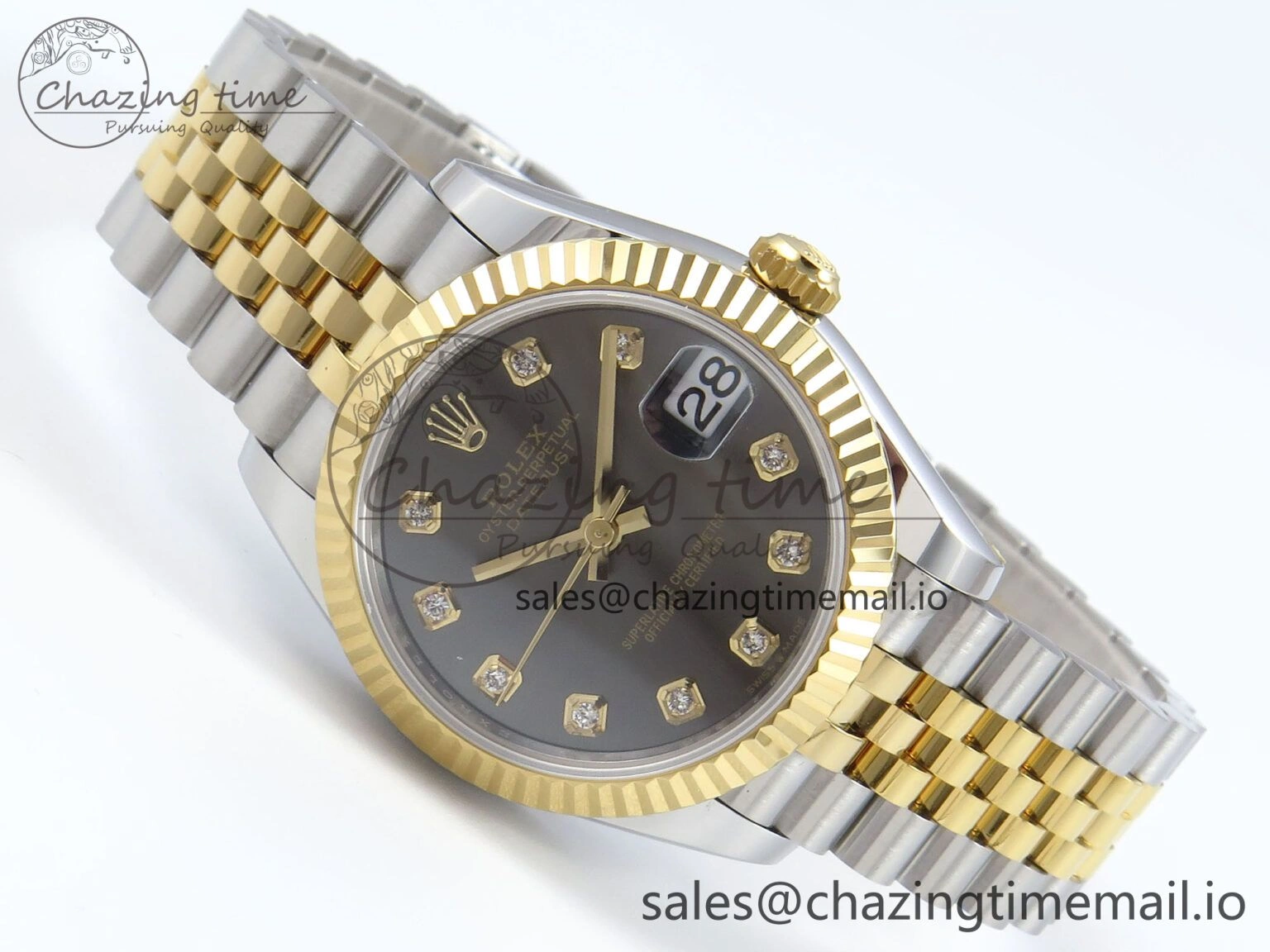 DateJust 31 278273 ARF 1:1 Best Edition 904L Steel Gray Diamonds Dial on SS YG Jubilee Bracelet ETA Soft 570