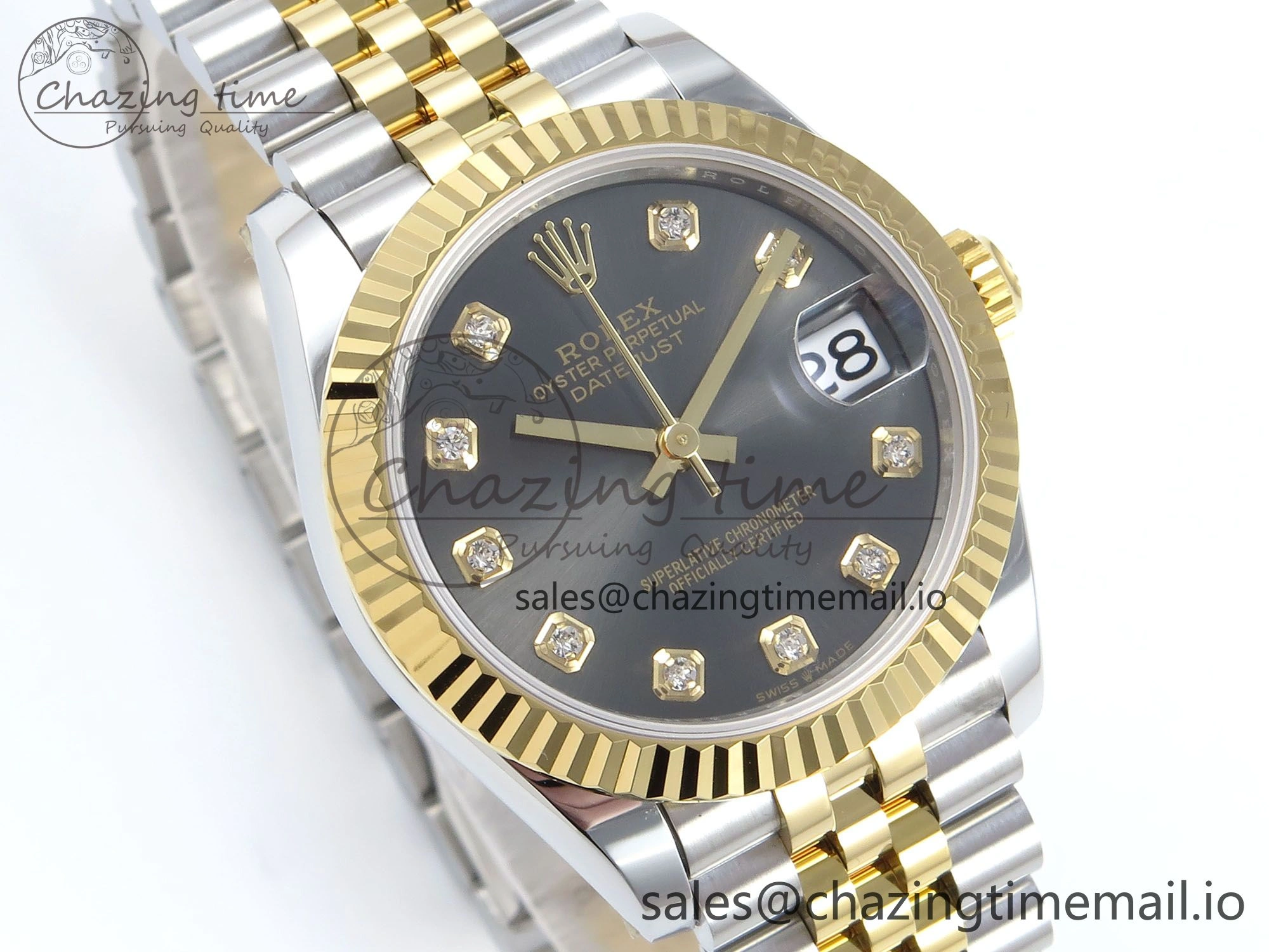 DateJust 31 278273 ARF 1:1 Best Edition 904L Steel Gray Diamonds Dial on SS YG Jubilee Bracelet ETA Soft 570