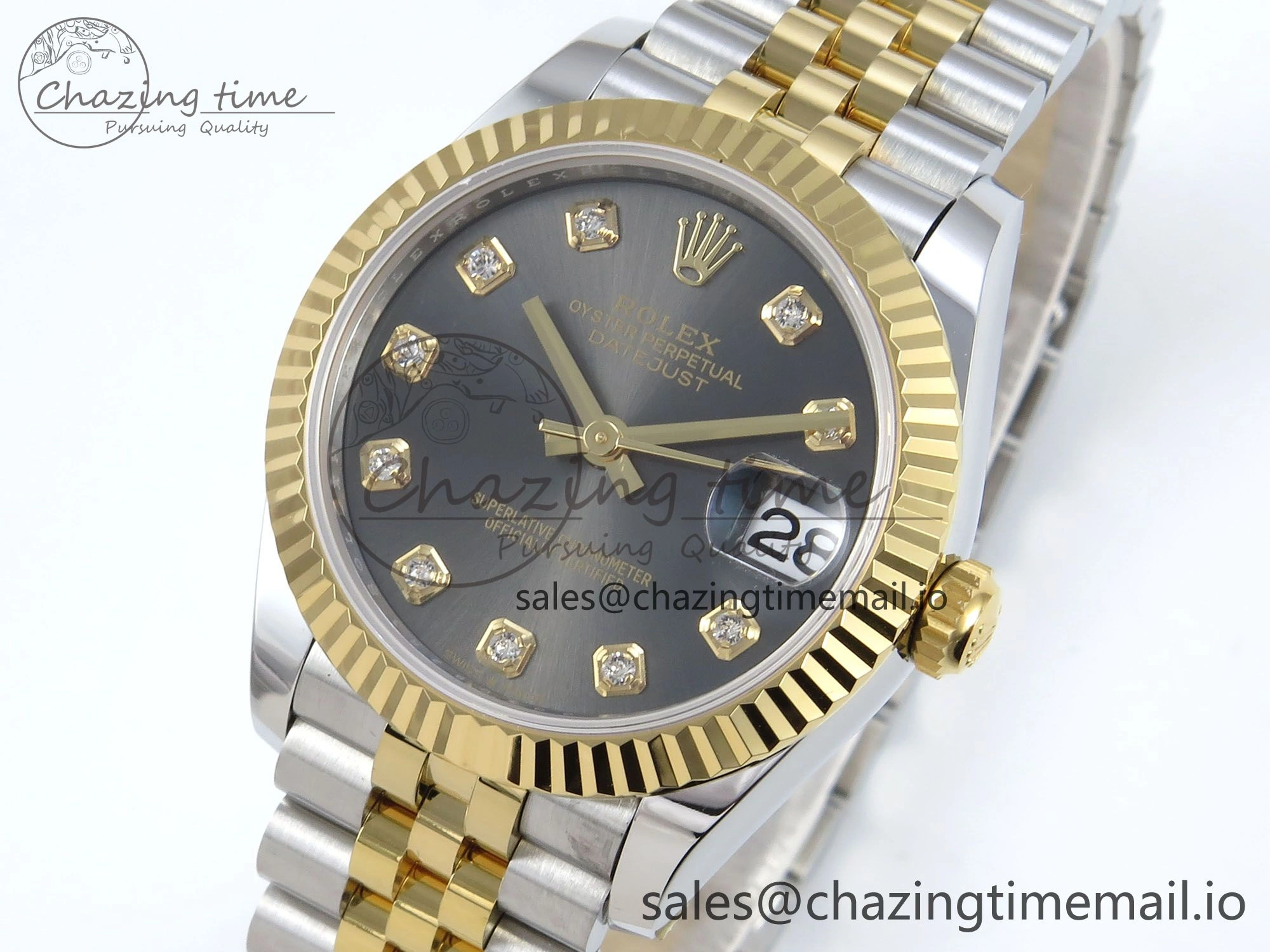 DateJust 31 278273 ARF 1:1 Best Edition 904L Steel Gray Diamonds Dial on SS YG Jubilee Bracelet ETA Soft 570