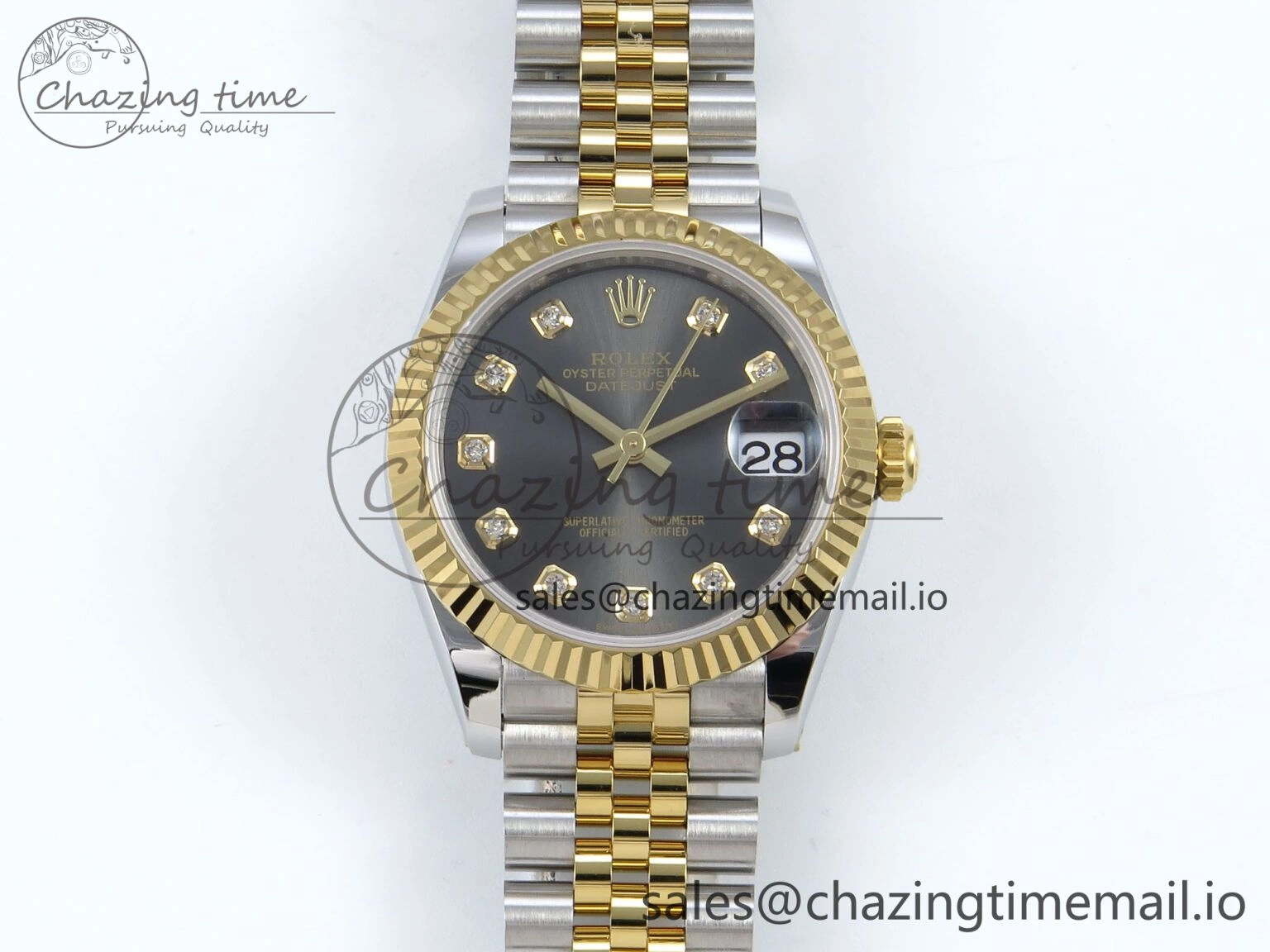DateJust 31 278273 ARF 1:1 Best Edition 904L Steel Gray Diamonds Dial on SS YG Jubilee Bracelet ETA Soft 570
