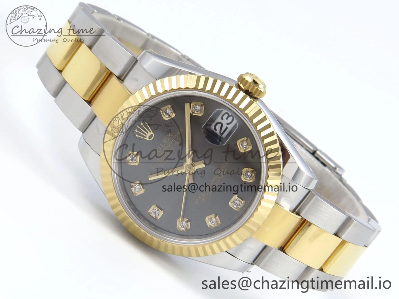 Original DateJust 31 278273 ARF 1:1 Best Edition 904L Steel Gray Diamonds Dial on SS YG Oyster Bracelet ETA 580
