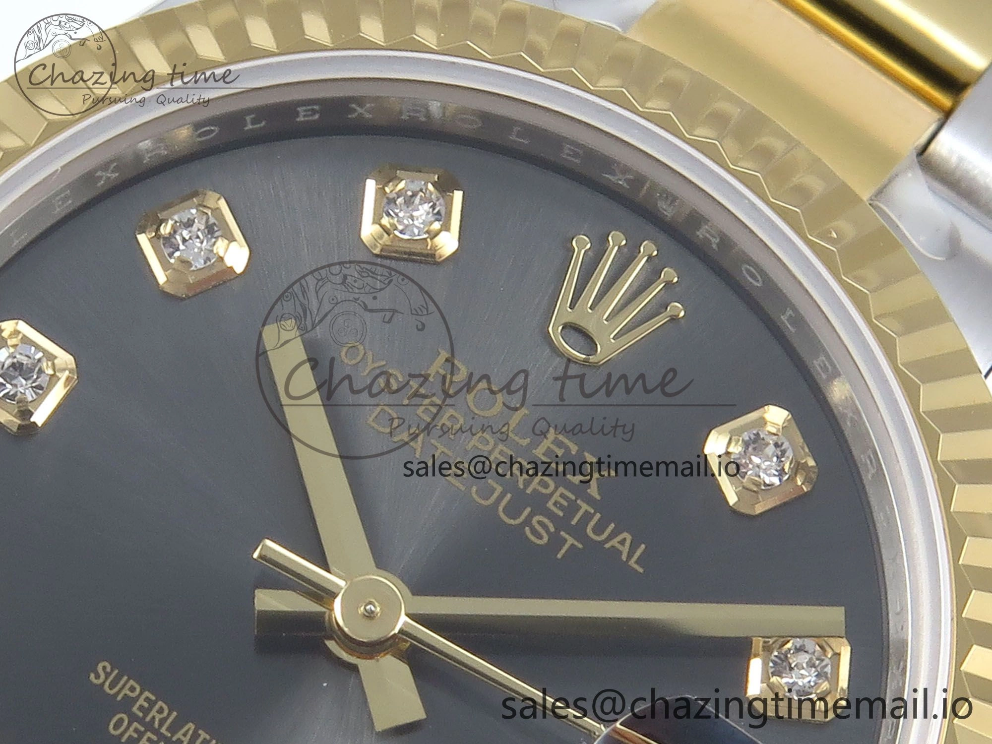 Original DateJust 31 278273 ARF 1:1 Best Edition 904L Steel Gray Diamonds Dial on SS YG Oyster Bracelet ETA 580