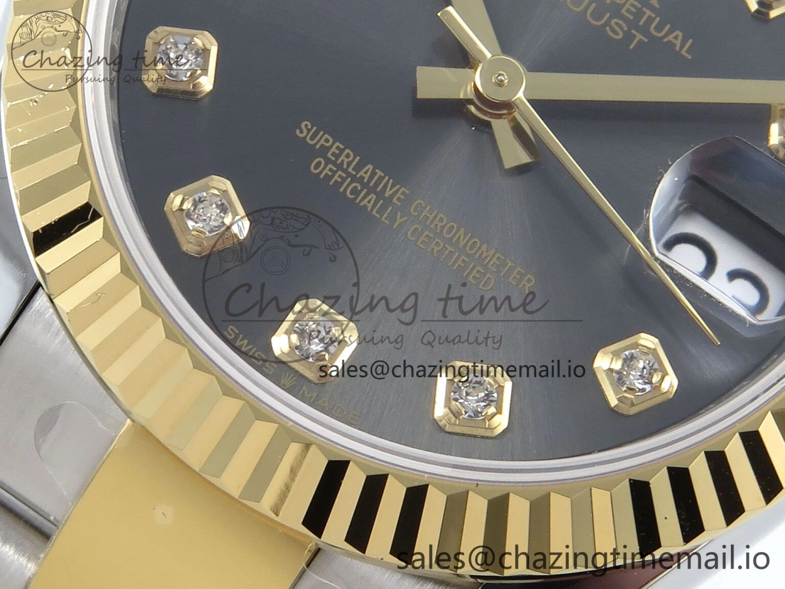 Original DateJust 31 278273 ARF 1:1 Best Edition 904L Steel Gray Diamonds Dial on SS YG Oyster Bracelet ETA 580
