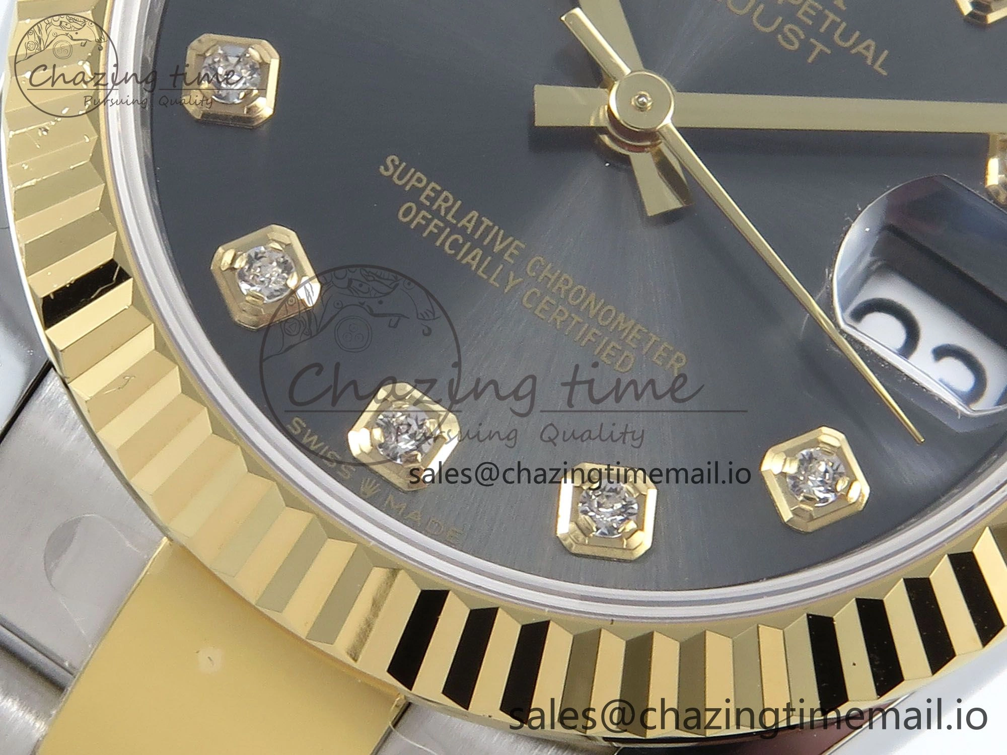 Original DateJust 31 278273 ARF 1:1 Best Edition 904L Steel Gray Diamonds Dial on SS YG Oyster Bracelet ETA 580
