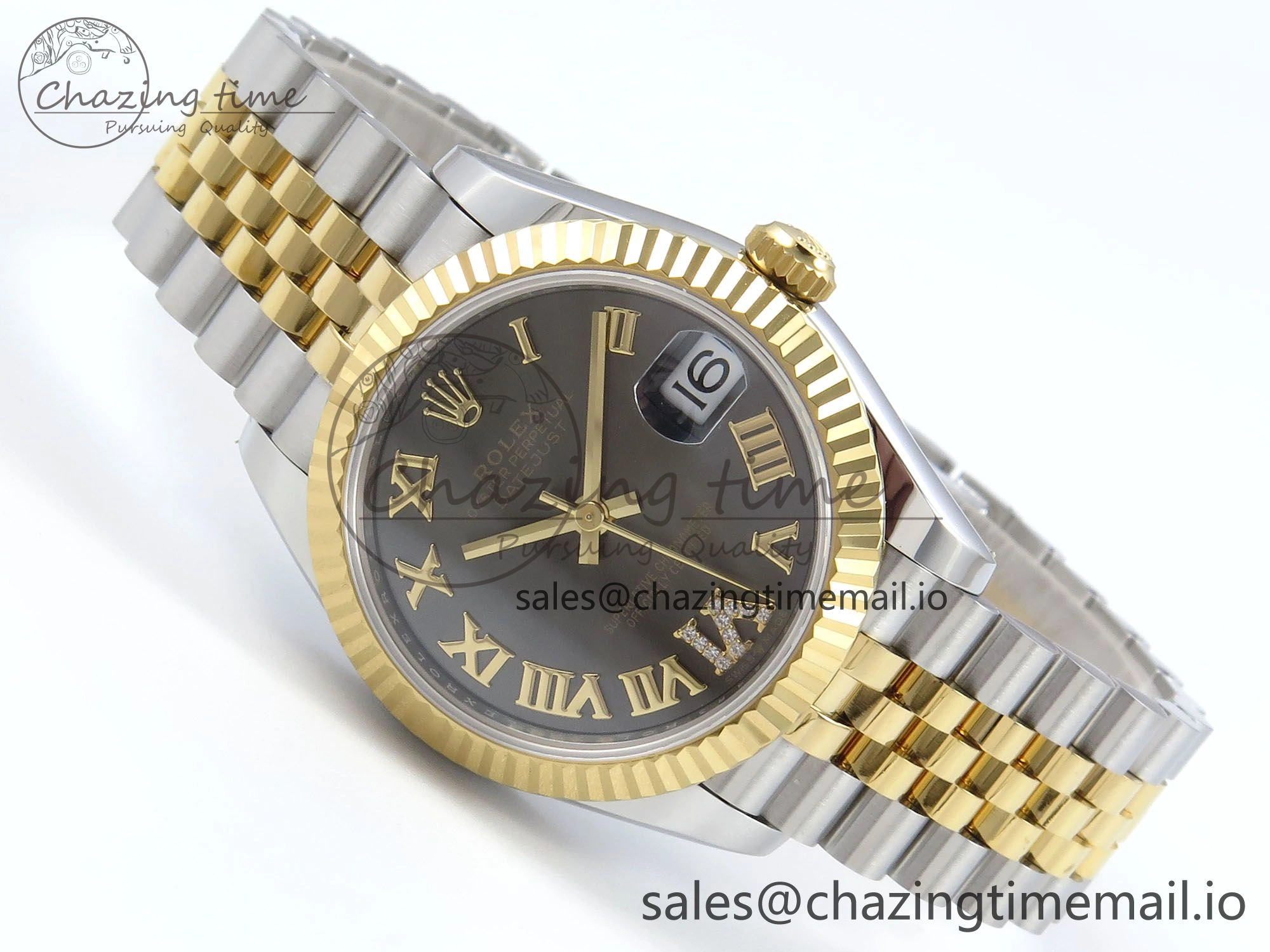 ZeroBulk DateJust 31 278273 ARF 1:1 Best Edition 904L Steel Gray Roman Diamonds Dial on SS YG Jubilee Bracelet ETA 564