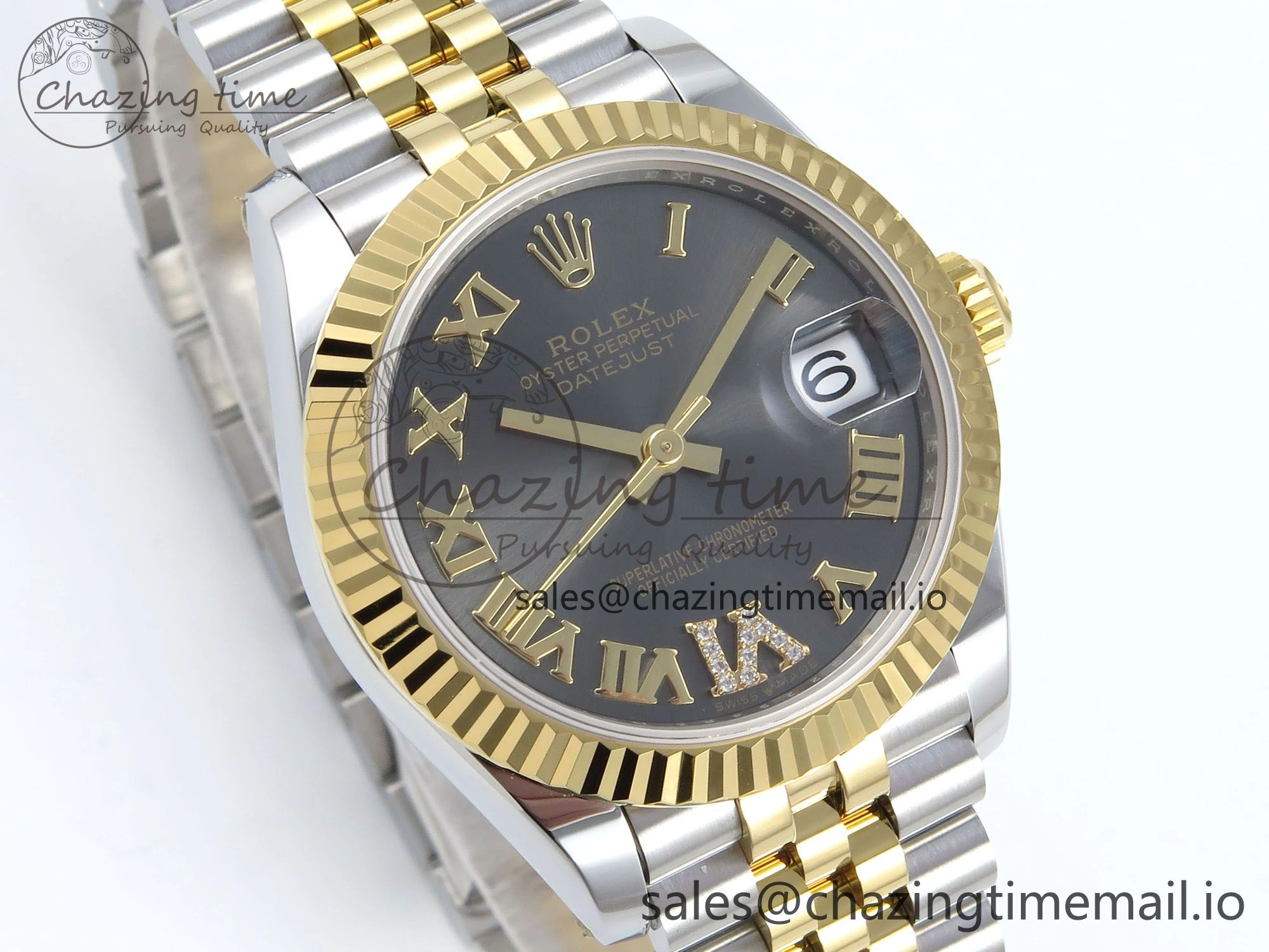 ZeroBulk DateJust 31 278273 ARF 1:1 Best Edition 904L Steel Gray Roman Diamonds Dial on SS YG Jubilee Bracelet ETA 564