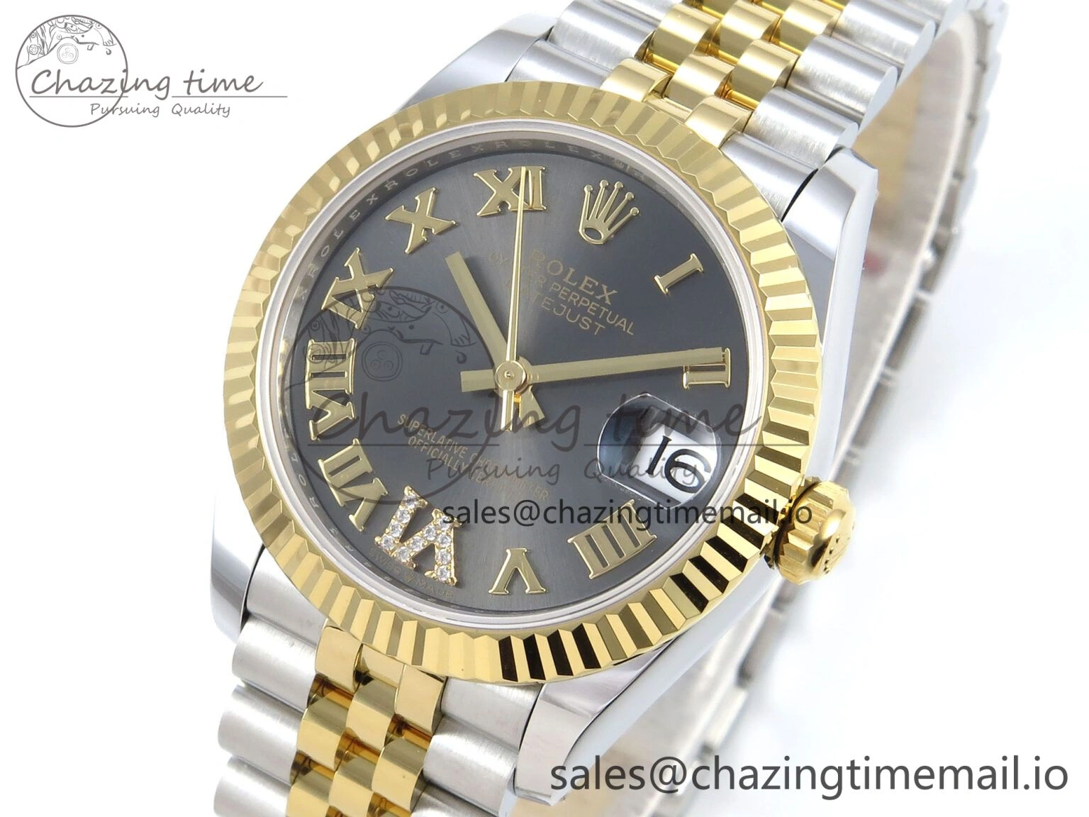 ZeroBulk DateJust 31 278273 ARF 1:1 Best Edition 904L Steel Gray Roman Diamonds Dial on SS YG Jubilee Bracelet ETA 564