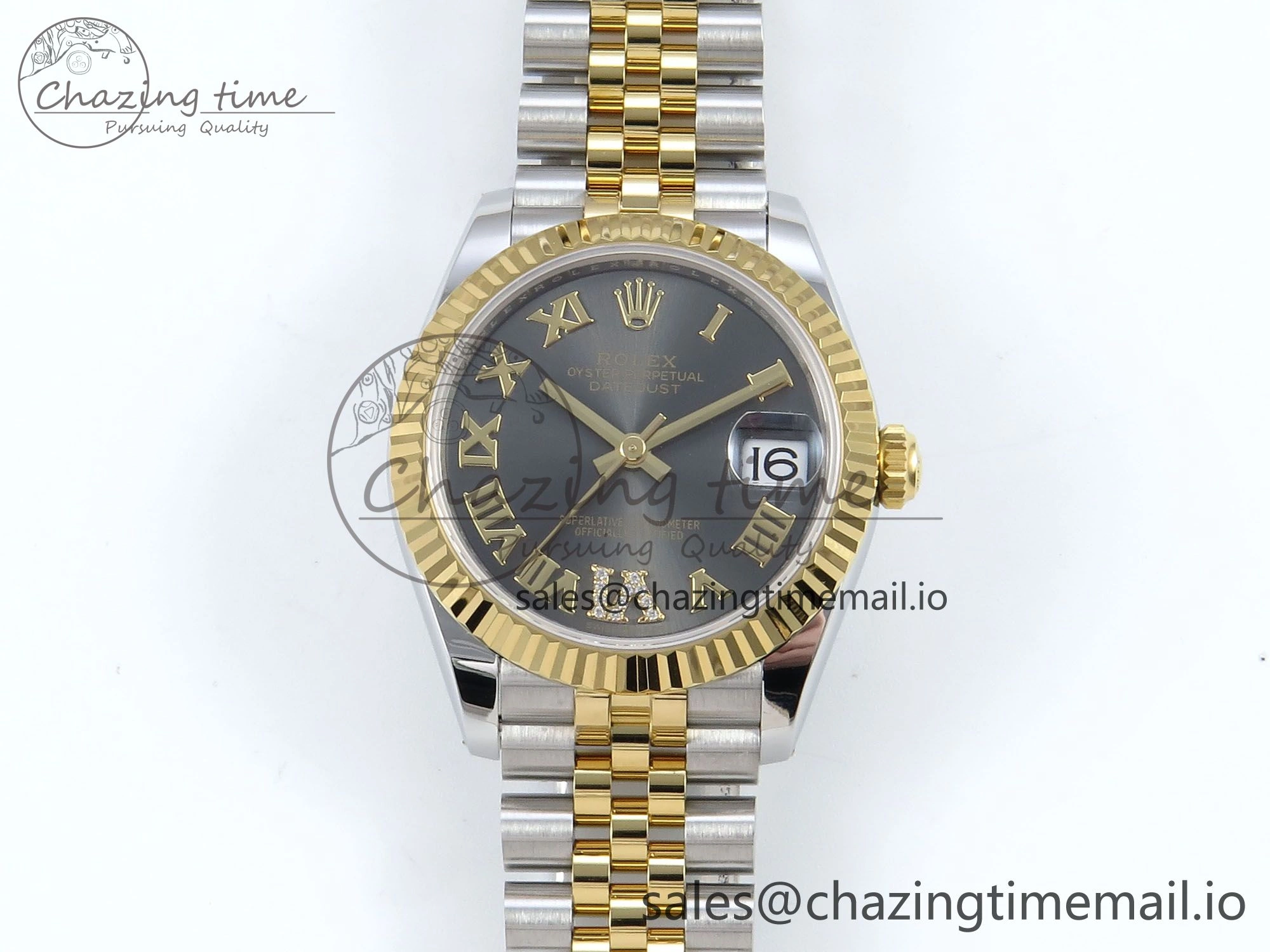 ZeroBulk DateJust 31 278273 ARF 1:1 Best Edition 904L Steel Gray Roman Diamonds Dial on SS YG Jubilee Bracelet ETA 564
