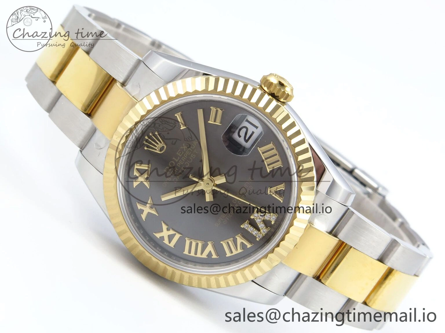 DateJust 31 278273 ARF 1:1 Best Edition 904L Steel Gray Roman Diamonds Dial on SS YG Oyster Bracelet ETA Functional 575