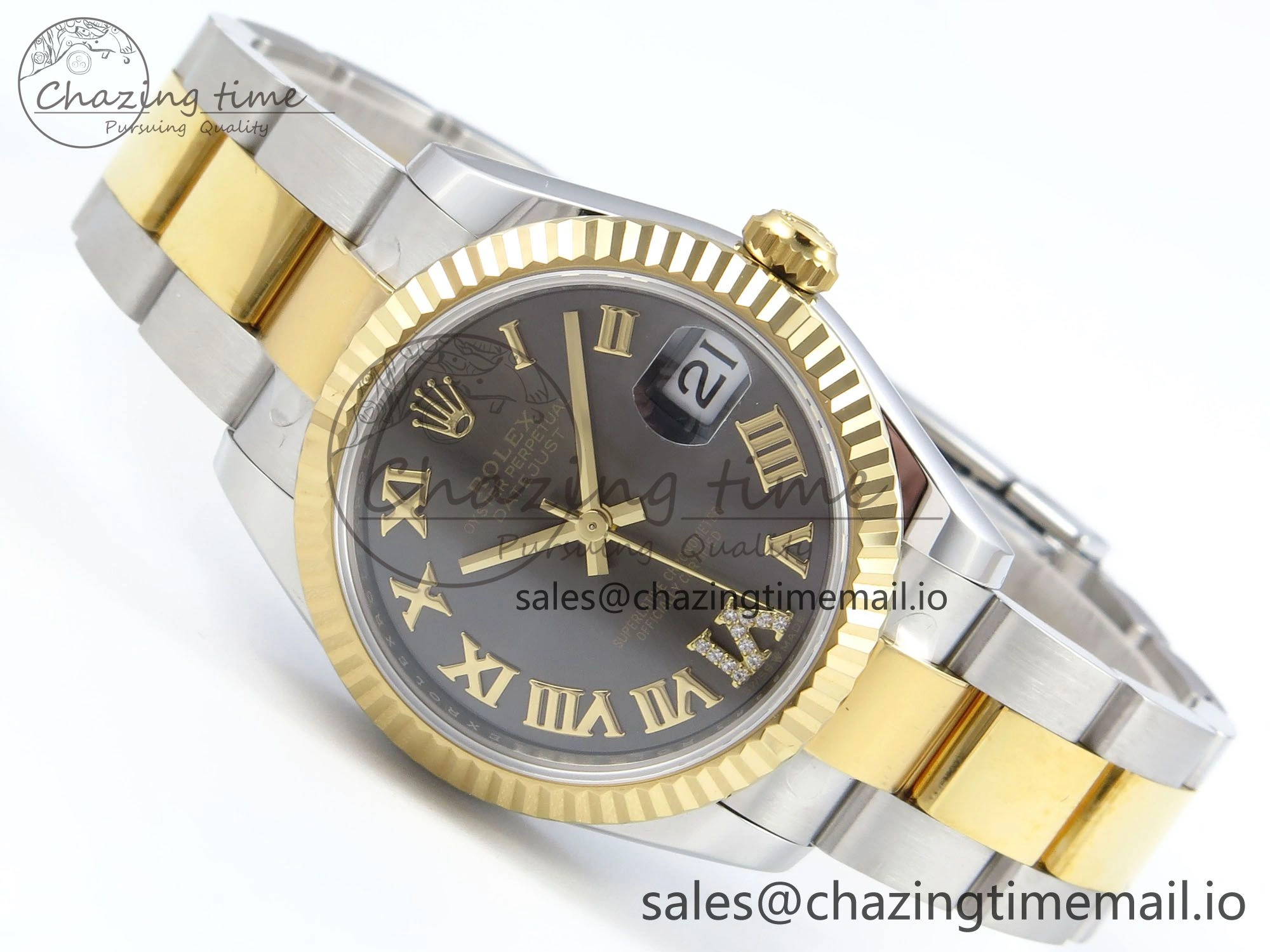 DateJust 31 278273 ARF 1:1 Best Edition 904L Steel Gray Roman Diamonds Dial on SS YG Oyster Bracelet ETA Functional 575