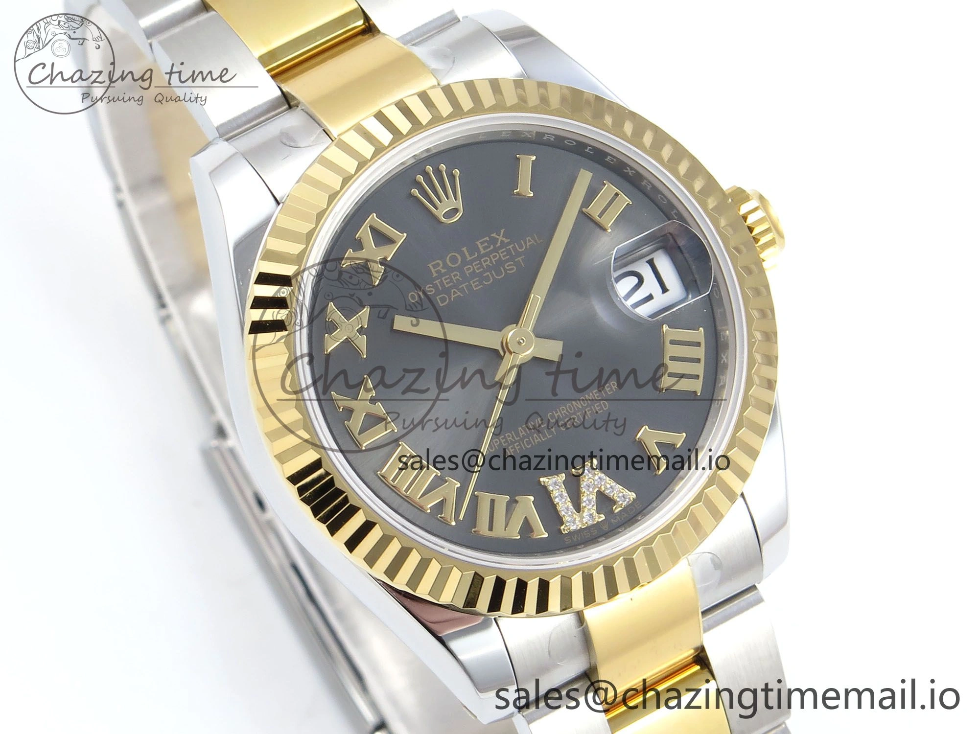 DateJust 31 278273 ARF 1:1 Best Edition 904L Steel Gray Roman Diamonds Dial on SS YG Oyster Bracelet ETA Functional 575