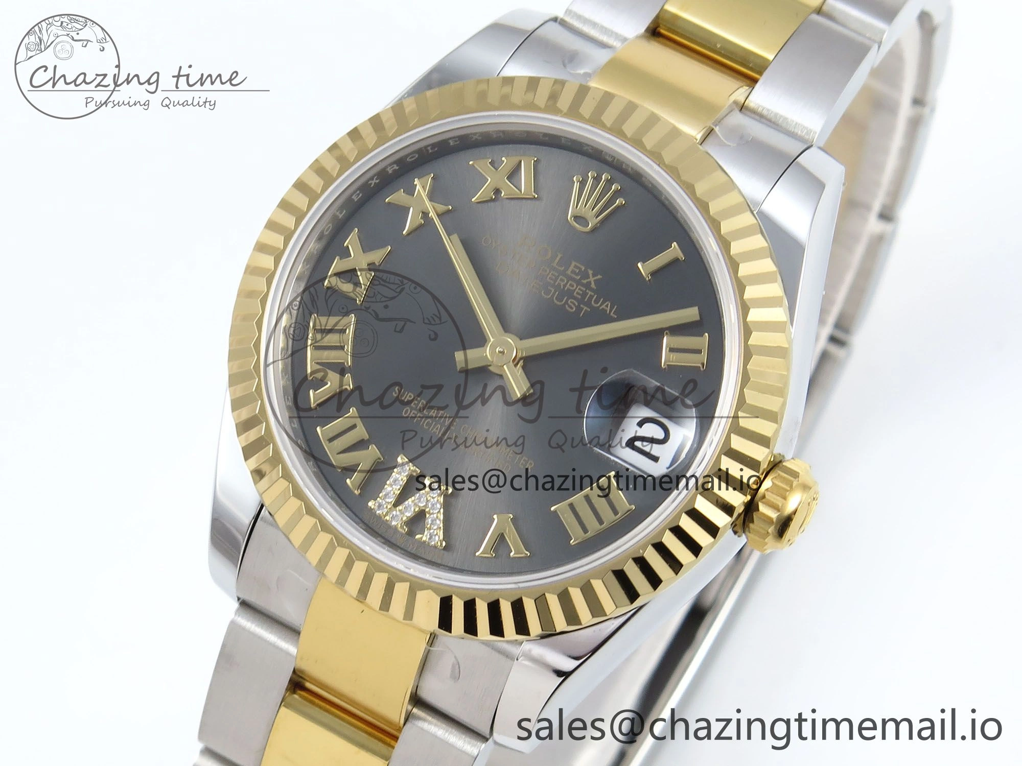 DateJust 31 278273 ARF 1:1 Best Edition 904L Steel Gray Roman Diamonds Dial on SS YG Oyster Bracelet ETA Functional 575