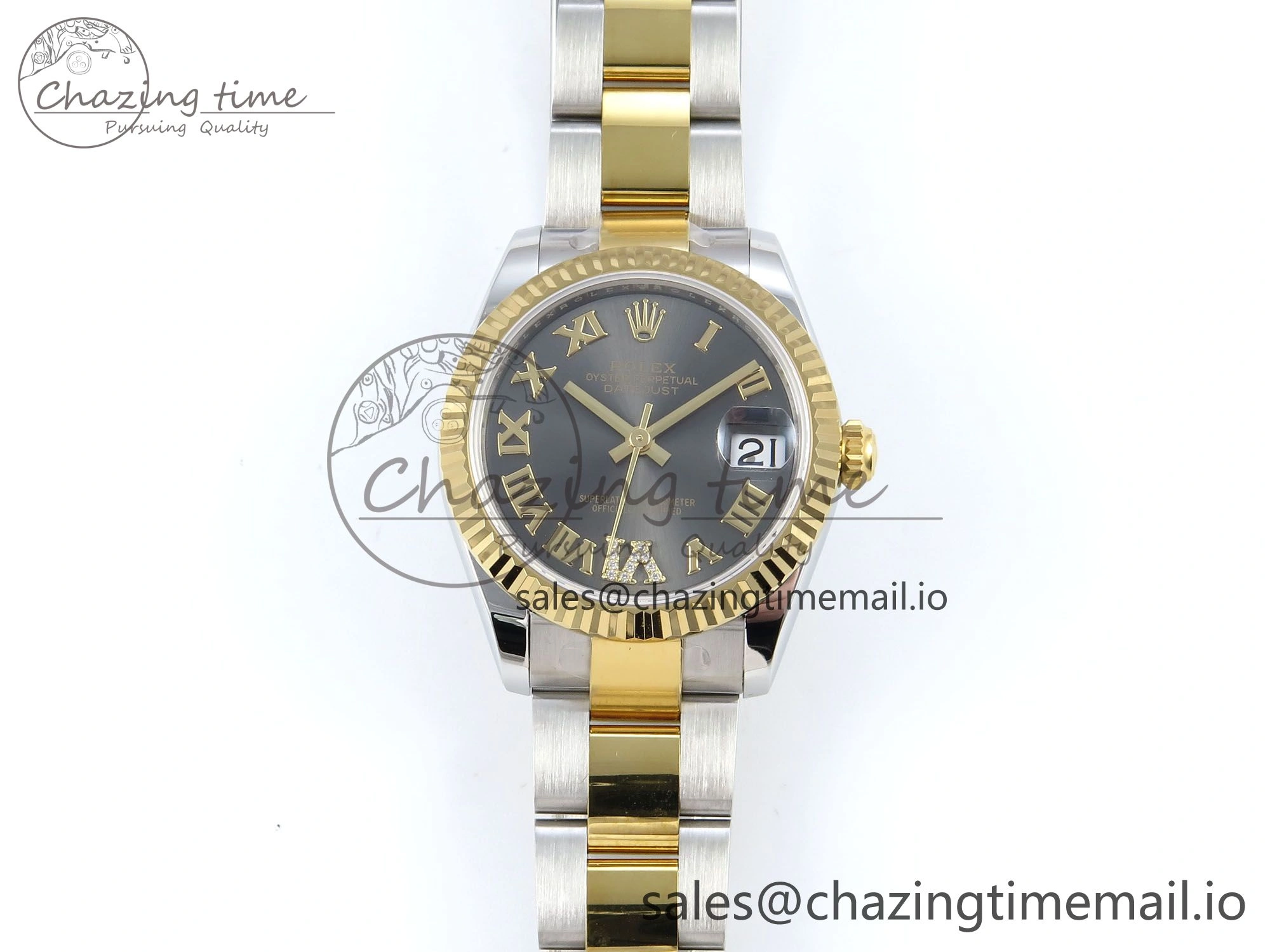 DateJust 31 278273 ARF 1:1 Best Edition 904L Steel Gray Roman Diamonds Dial on SS YG Oyster Bracelet ETA Functional 575
