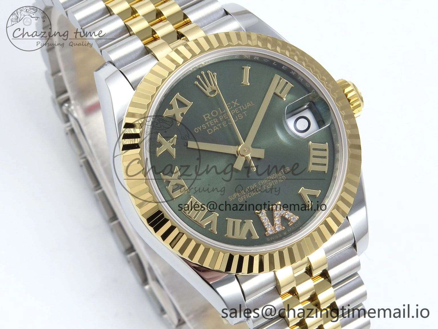 FastDry DateJust 31 278273 ARF 1:1 Best Edition 904L Steel Green Roman Diamonds Dial on SS YG Jubilee Bracelet ETA 572