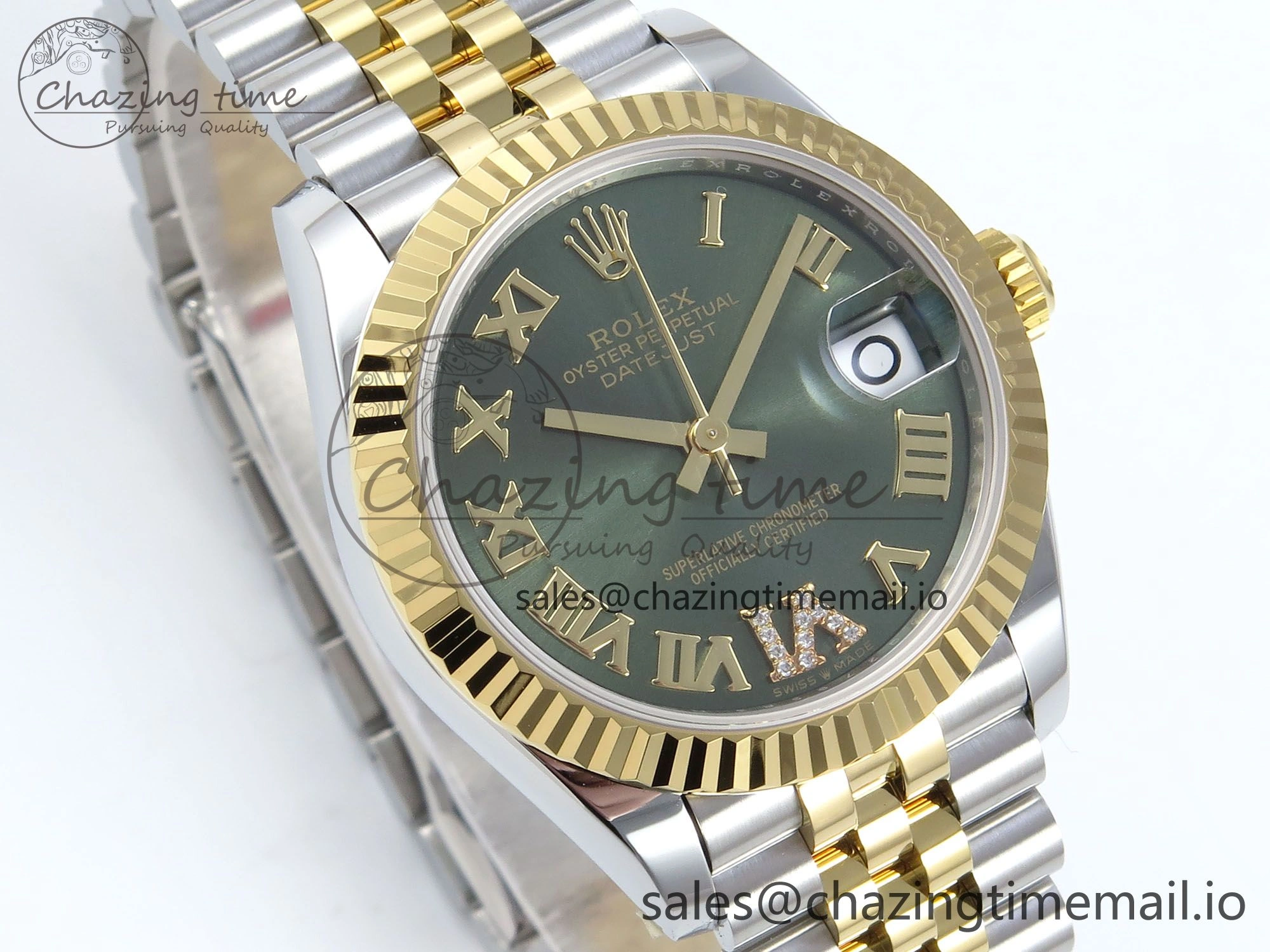 FastDry DateJust 31 278273 ARF 1:1 Best Edition 904L Steel Green Roman Diamonds Dial on SS YG Jubilee Bracelet ETA 572