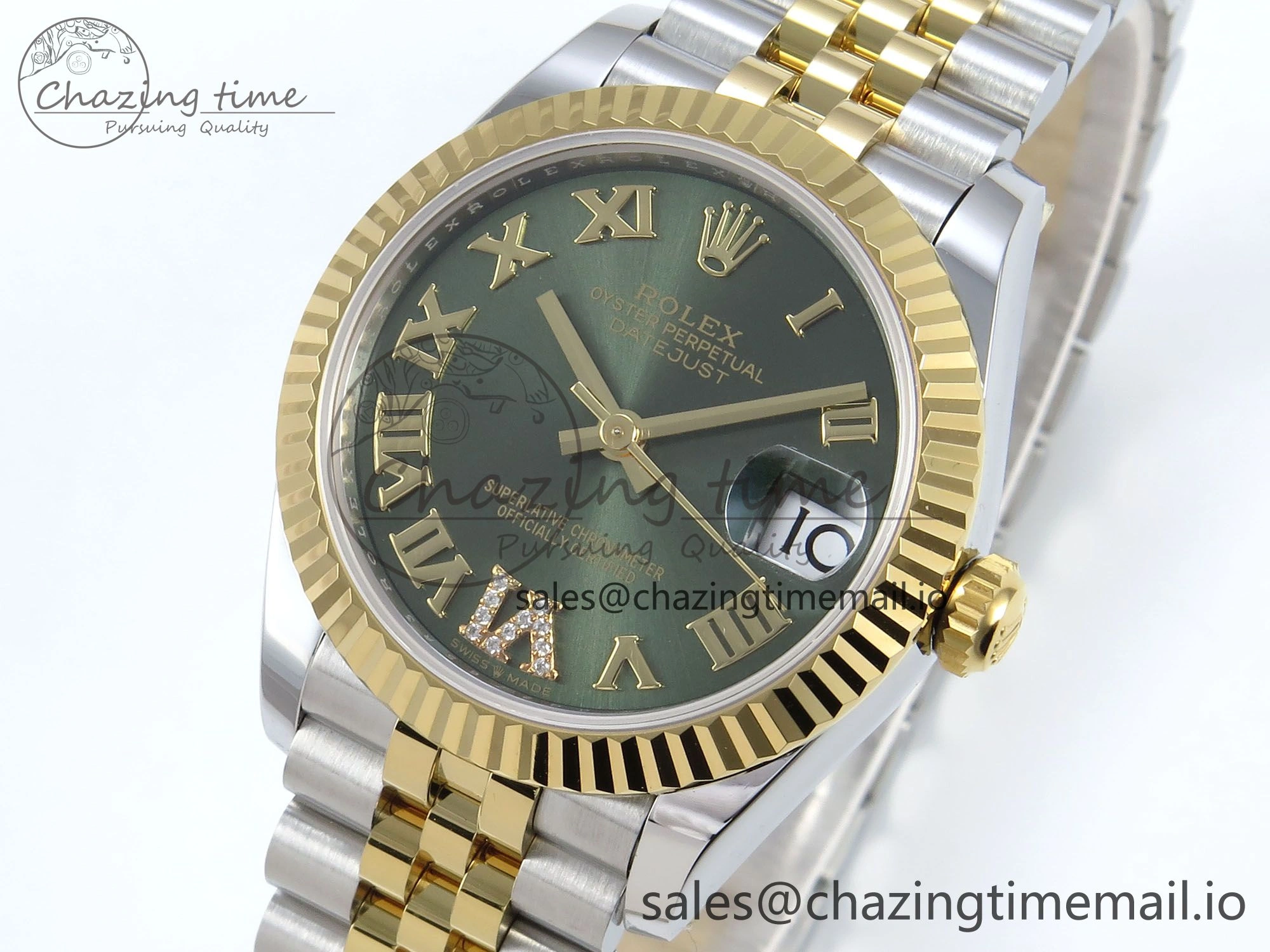 FastDry DateJust 31 278273 ARF 1:1 Best Edition 904L Steel Green Roman Diamonds Dial on SS YG Jubilee Bracelet ETA 572