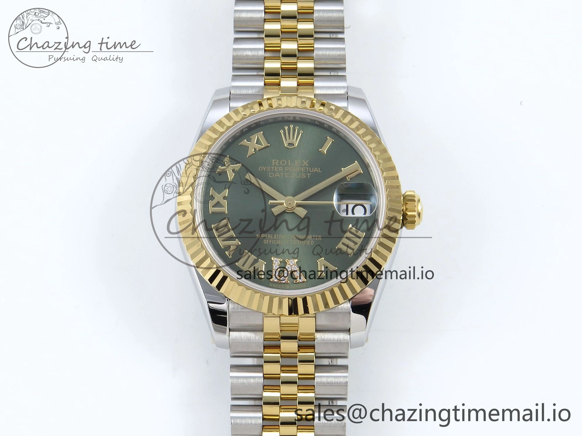 FastDry DateJust 31 278273 ARF 1:1 Best Edition 904L Steel Green Roman Diamonds Dial on SS YG Jubilee Bracelet ETA 572