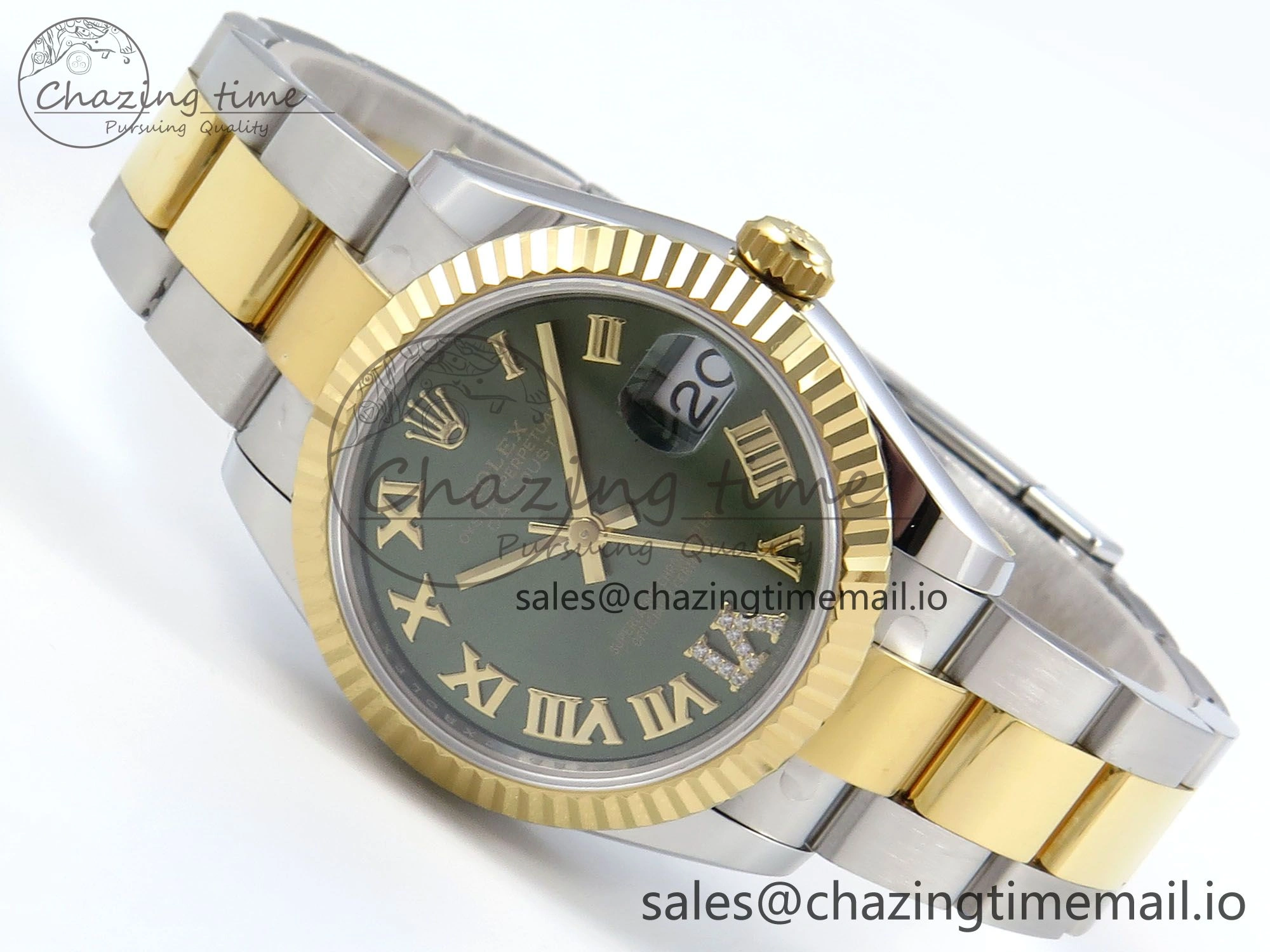DateJust 31 278273 ARF 1:1 Best Edition 904L Steel Green Roman Diamonds Dial on SS YG Oyster Bracelet ETA Upgraded 582