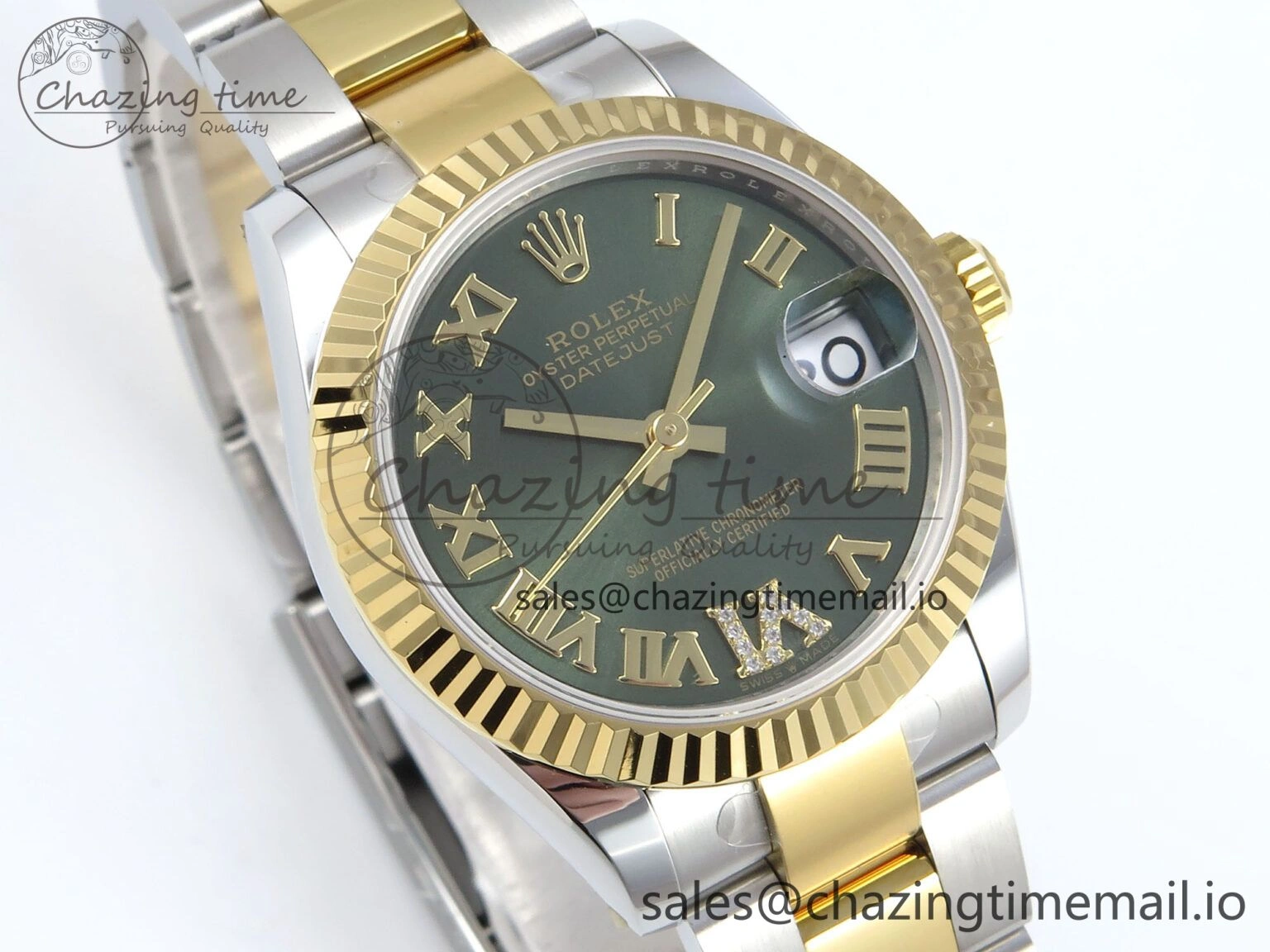 DateJust 31 278273 ARF 1:1 Best Edition 904L Steel Green Roman Diamonds Dial on SS YG Oyster Bracelet ETA Upgraded 582
