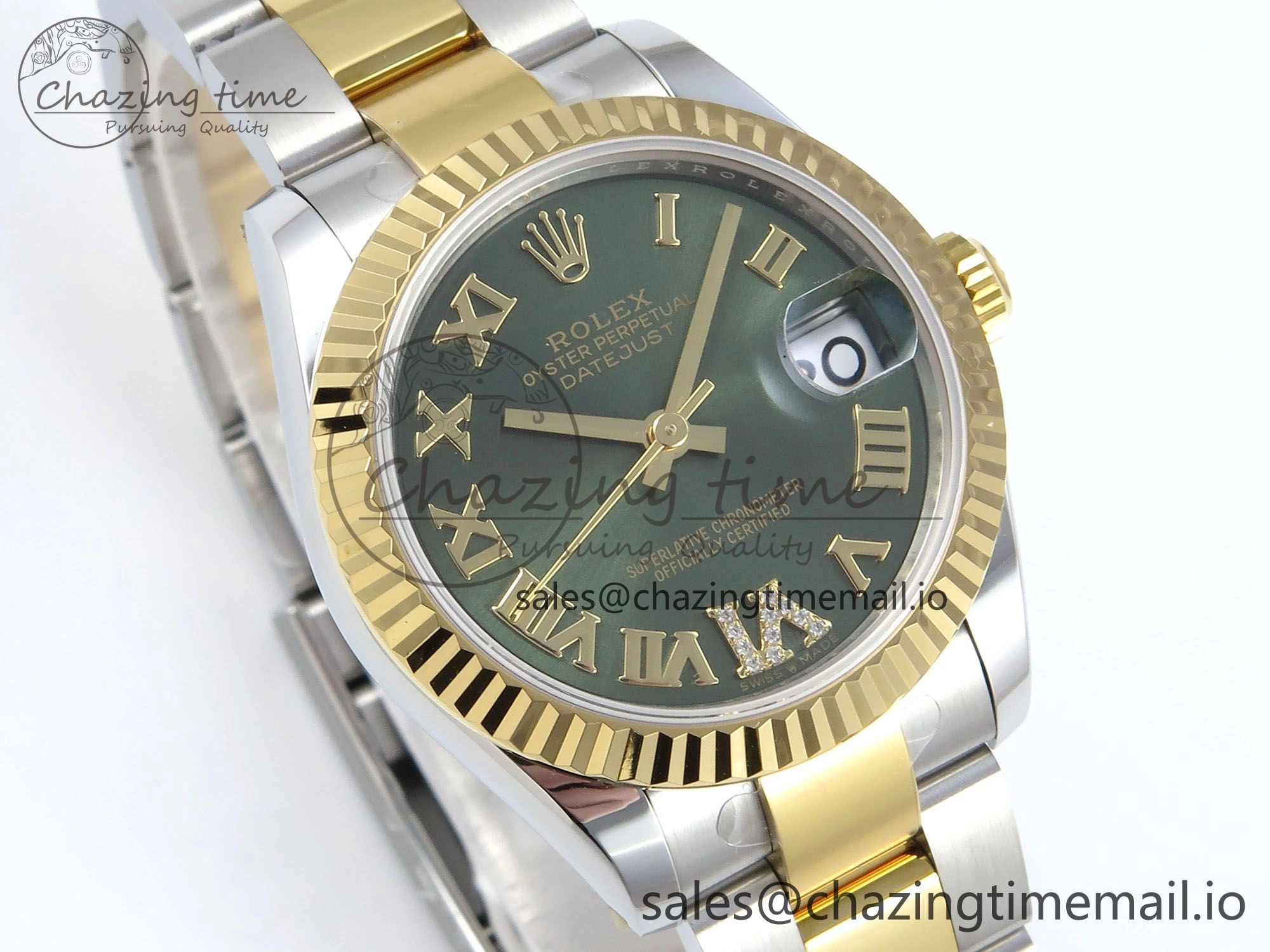 DateJust 31 278273 ARF 1:1 Best Edition 904L Steel Green Roman Diamonds Dial on SS YG Oyster Bracelet ETA Upgraded 582