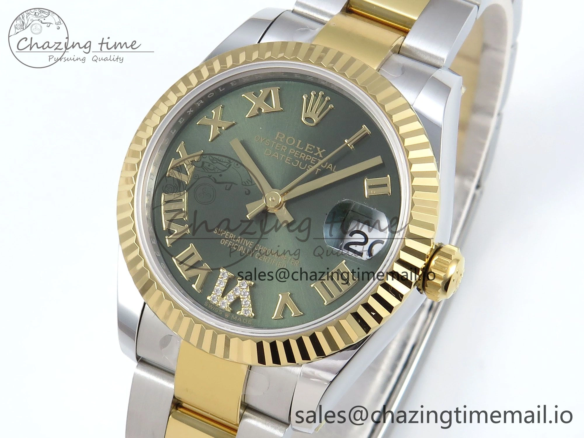 DateJust 31 278273 ARF 1:1 Best Edition 904L Steel Green Roman Diamonds Dial on SS YG Oyster Bracelet ETA Upgraded 582