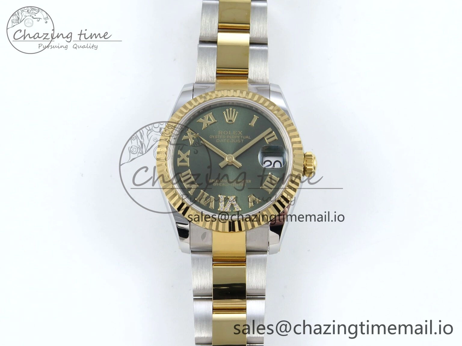 DateJust 31 278273 ARF 1:1 Best Edition 904L Steel Green Roman Diamonds Dial on SS YG Oyster Bracelet ETA Upgraded 582
