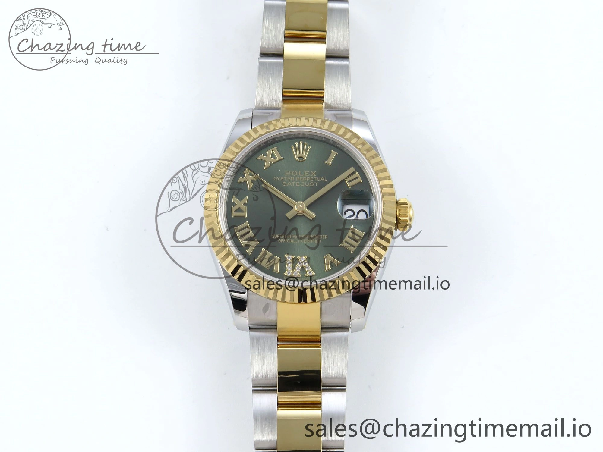 DateJust 31 278273 ARF 1:1 Best Edition 904L Steel Green Roman Diamonds Dial on SS YG Oyster Bracelet ETA Upgraded 582