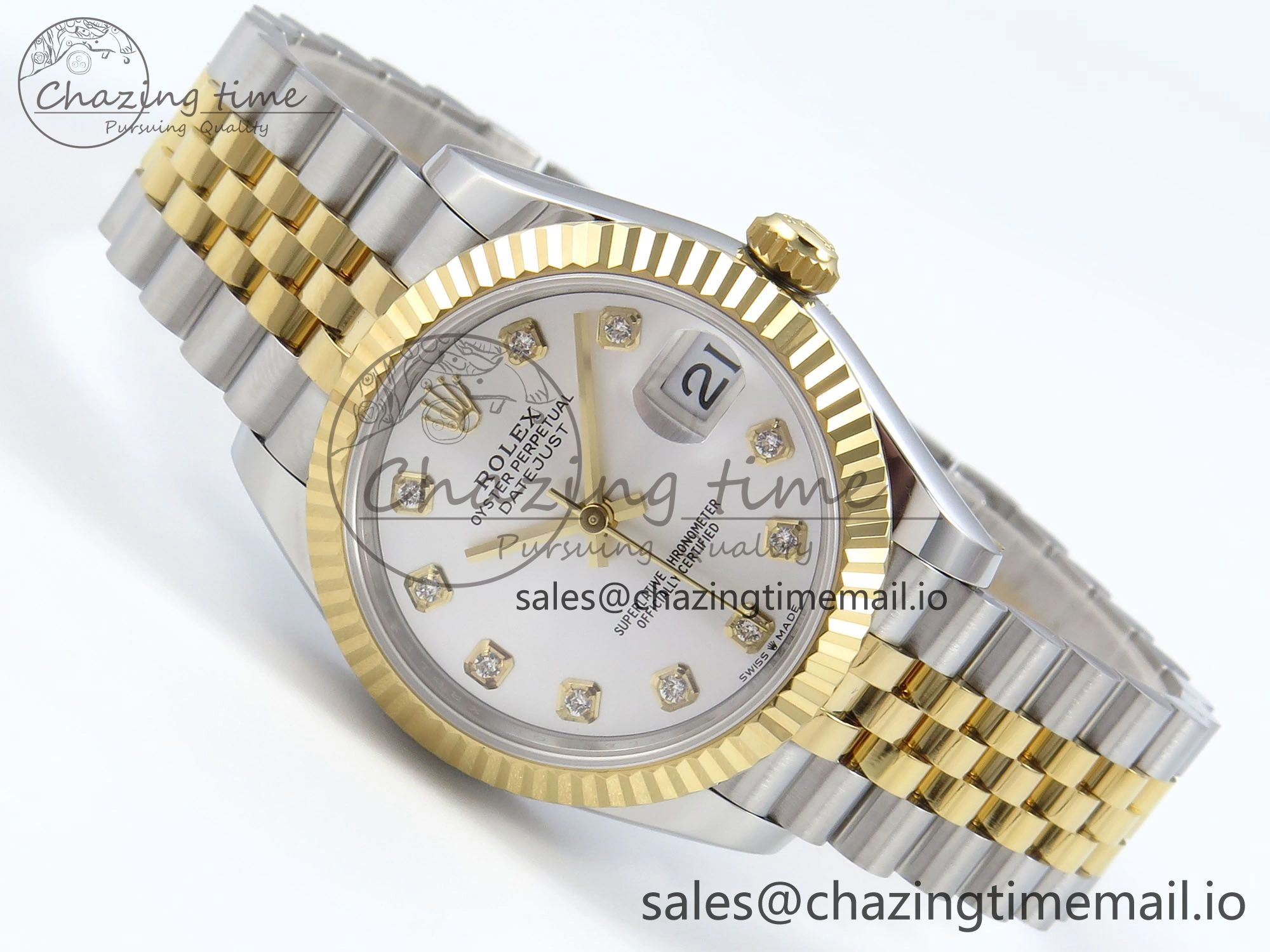 Durable DateJust 31 278273 ARF 1:1 Best Edition 904L Steel Silver Diamonds Dial on SS YG Jubilee Bracelet ETA 571