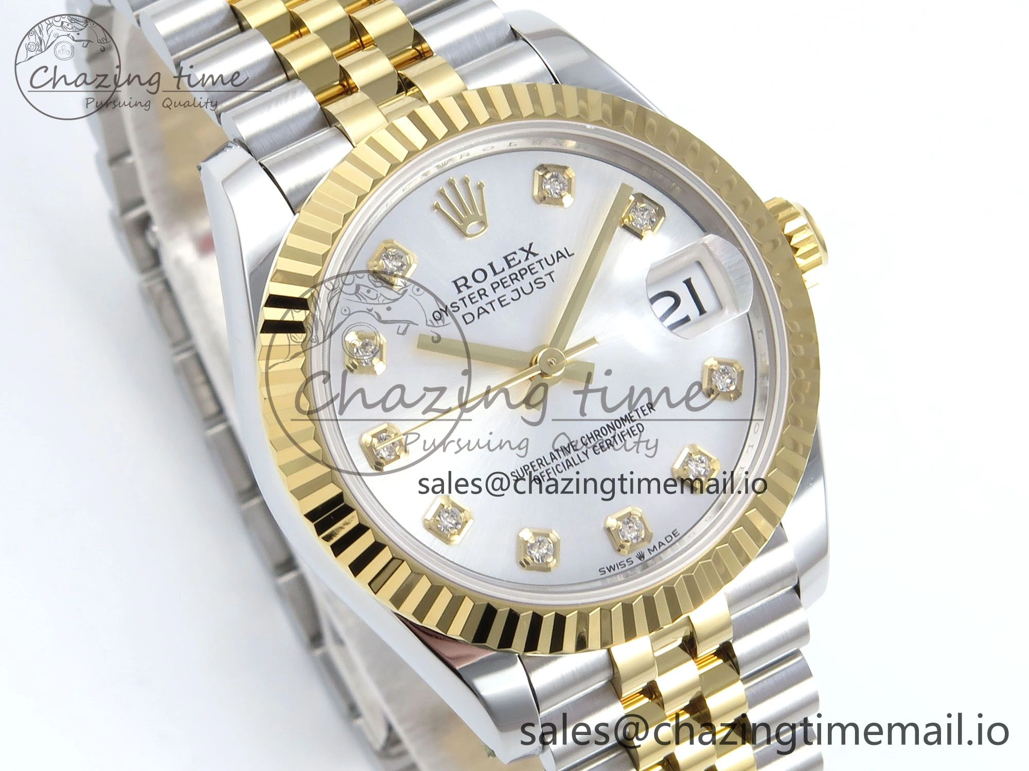 Durable DateJust 31 278273 ARF 1:1 Best Edition 904L Steel Silver Diamonds Dial on SS YG Jubilee Bracelet ETA 571