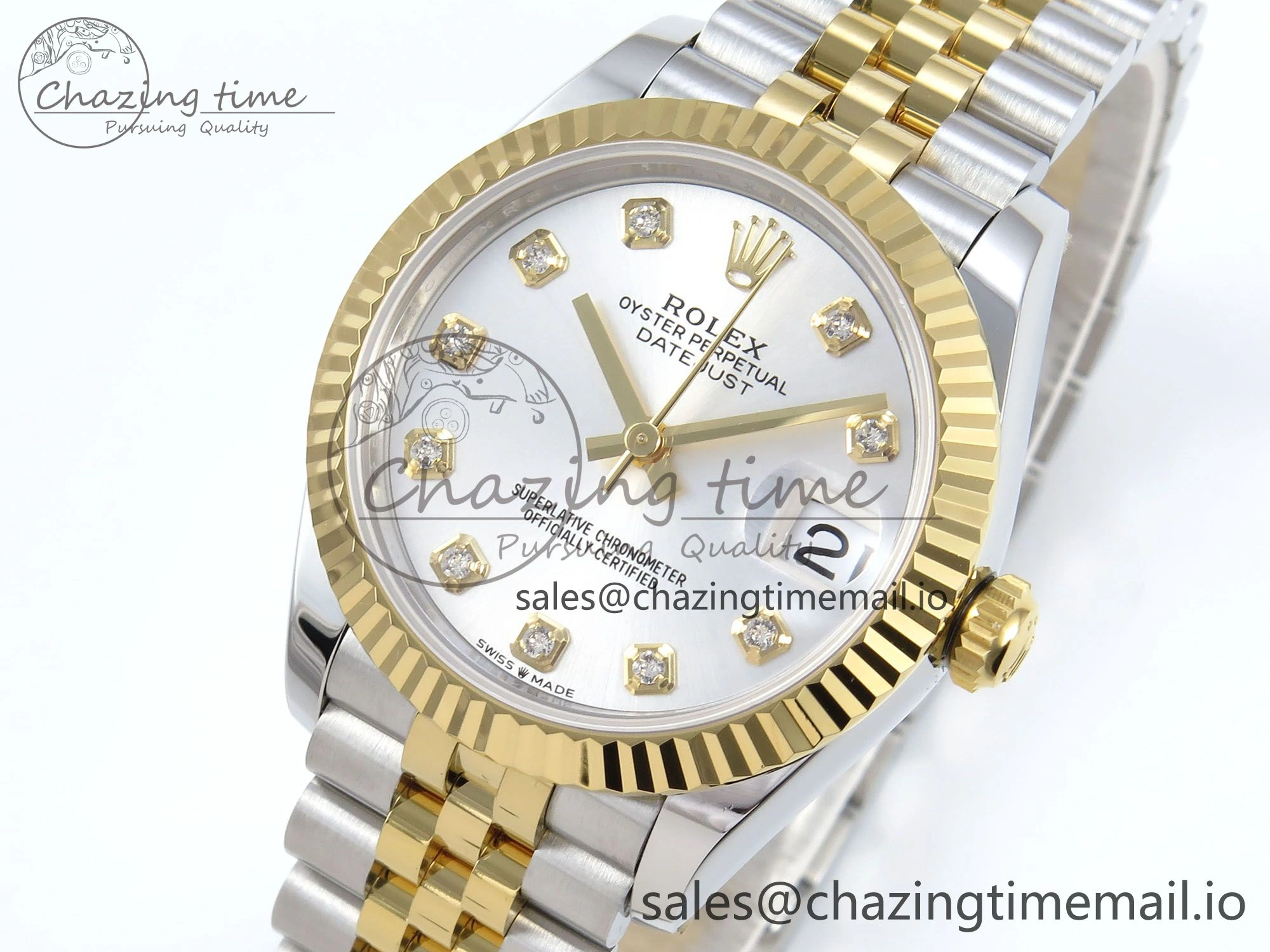Durable DateJust 31 278273 ARF 1:1 Best Edition 904L Steel Silver Diamonds Dial on SS YG Jubilee Bracelet ETA 571