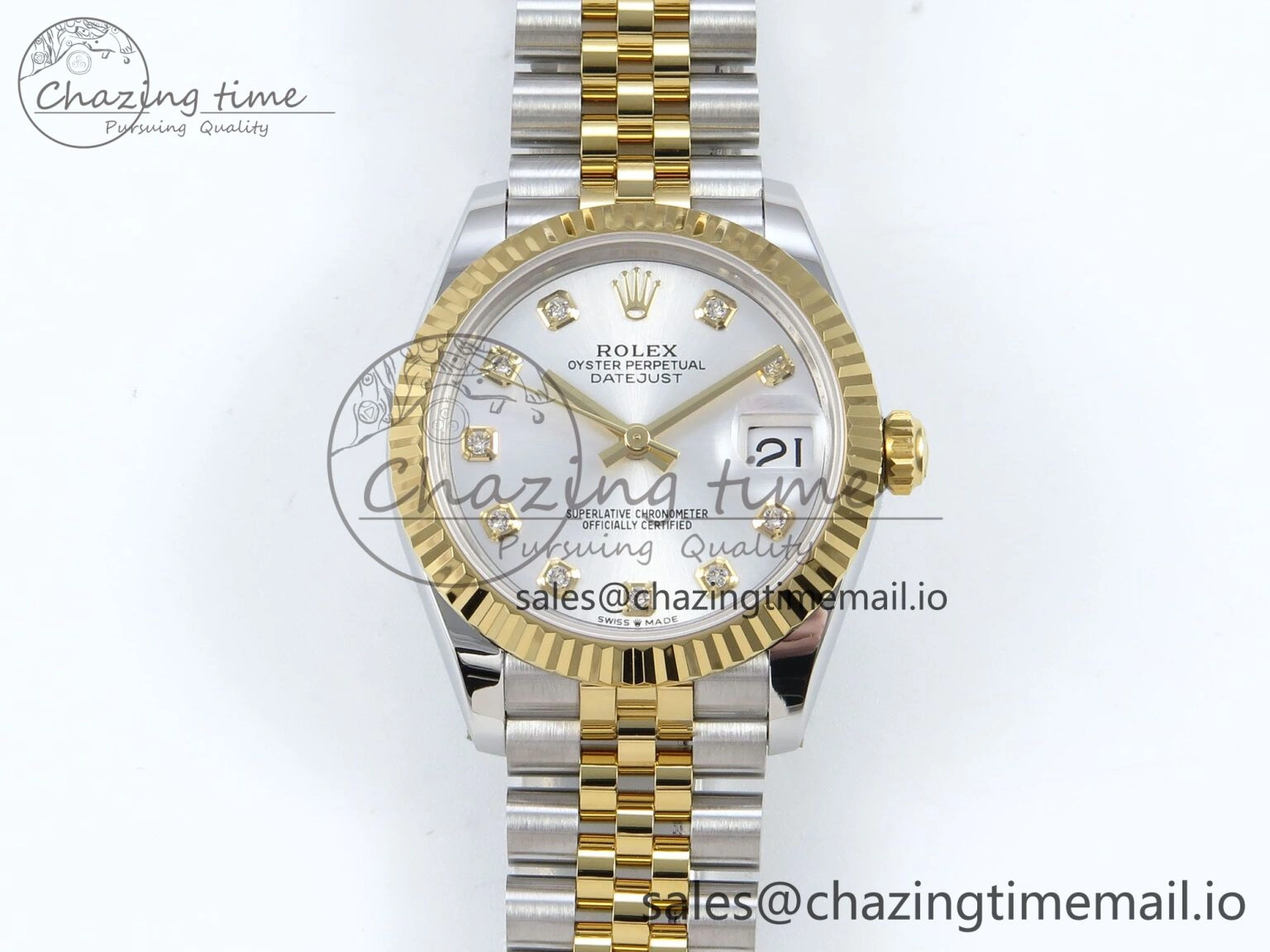 Durable DateJust 31 278273 ARF 1:1 Best Edition 904L Steel Silver Diamonds Dial on SS YG Jubilee Bracelet ETA 571