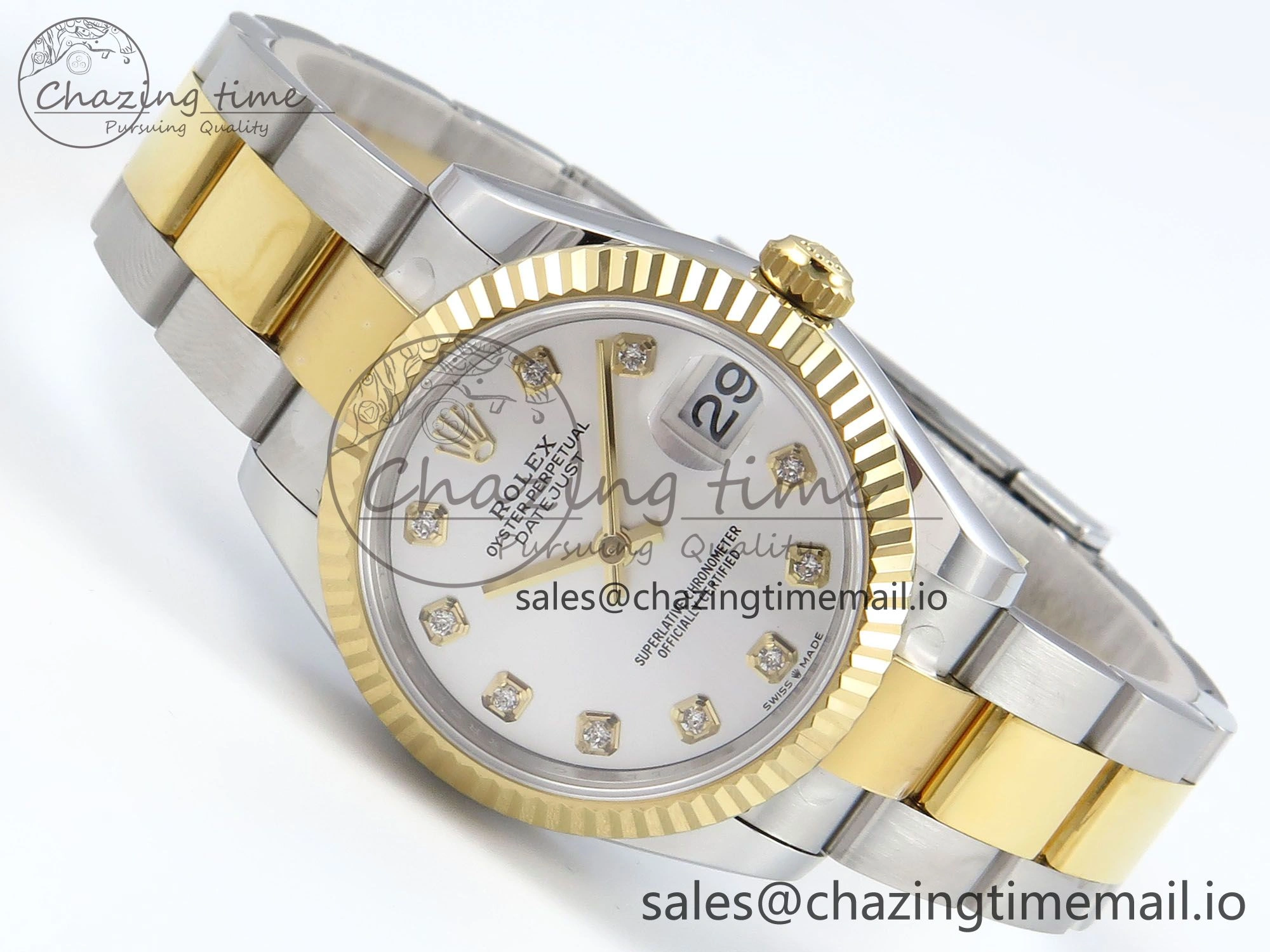 Classic DateJust 31 278273 ARF 1:1 Best Edition 904L Steel Silver Diamonds Dial on SS YG Oyster Bracelet ETA 581
