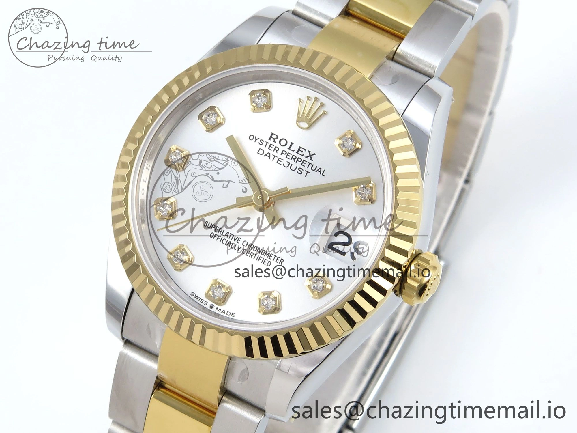 Classic DateJust 31 278273 ARF 1:1 Best Edition 904L Steel Silver Diamonds Dial on SS YG Oyster Bracelet ETA 581