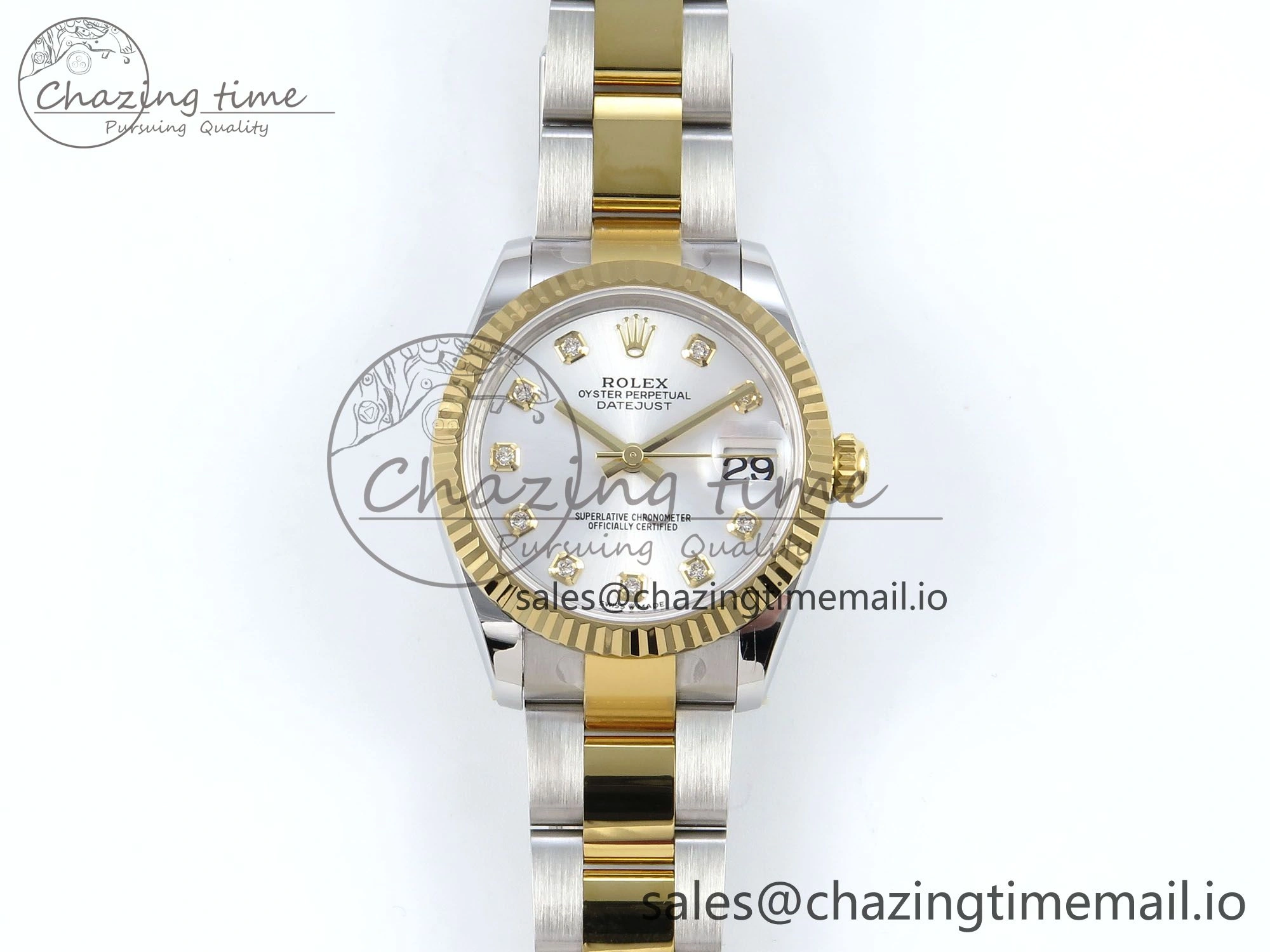 Classic DateJust 31 278273 ARF 1:1 Best Edition 904L Steel Silver Diamonds Dial on SS YG Oyster Bracelet ETA 581