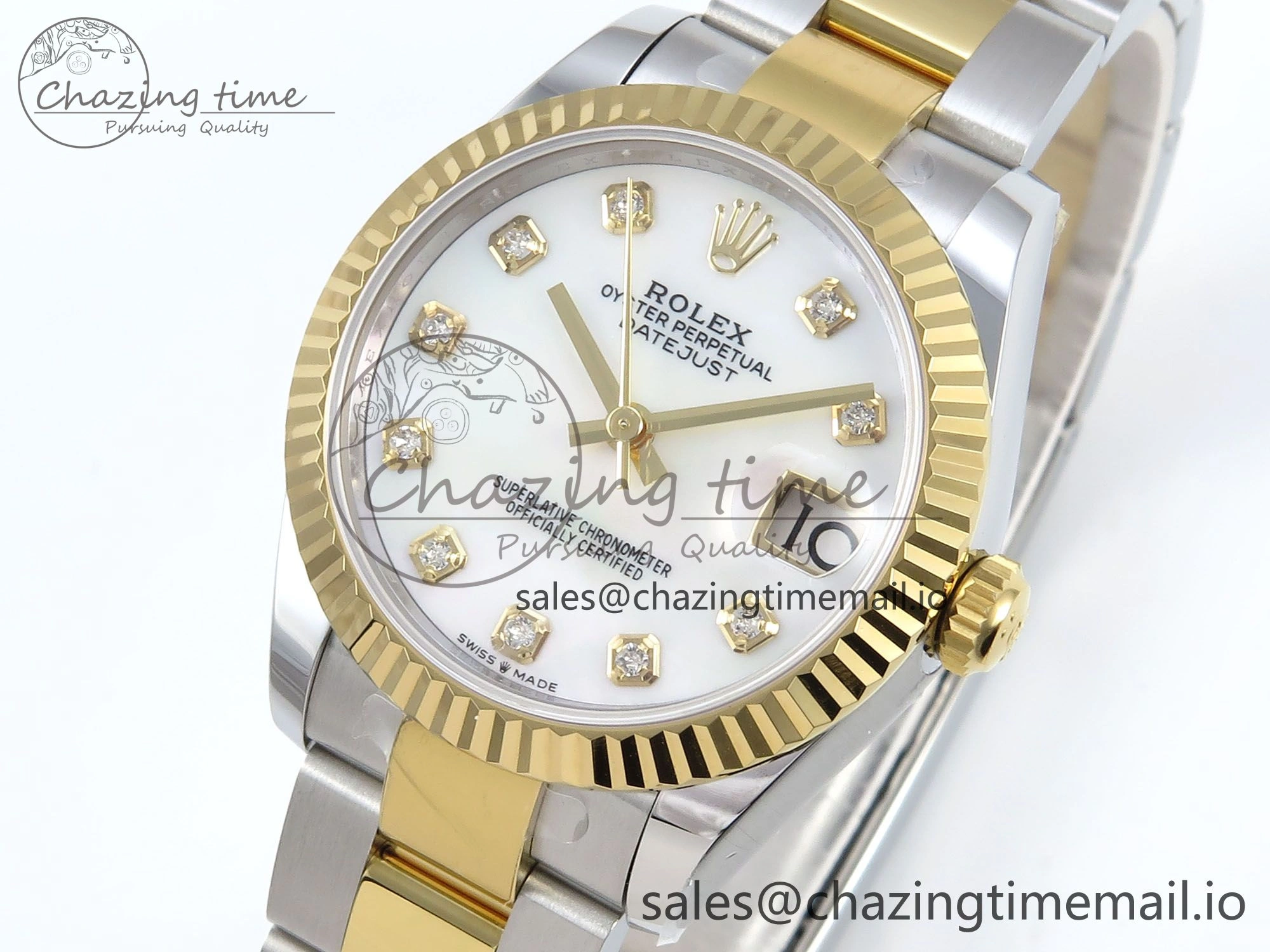 Trendy DateJust 31 278273 ARF 1:1 Best Edition 904L Steel White MOP Dial on SS YG Oyster Bracelet ETA 583