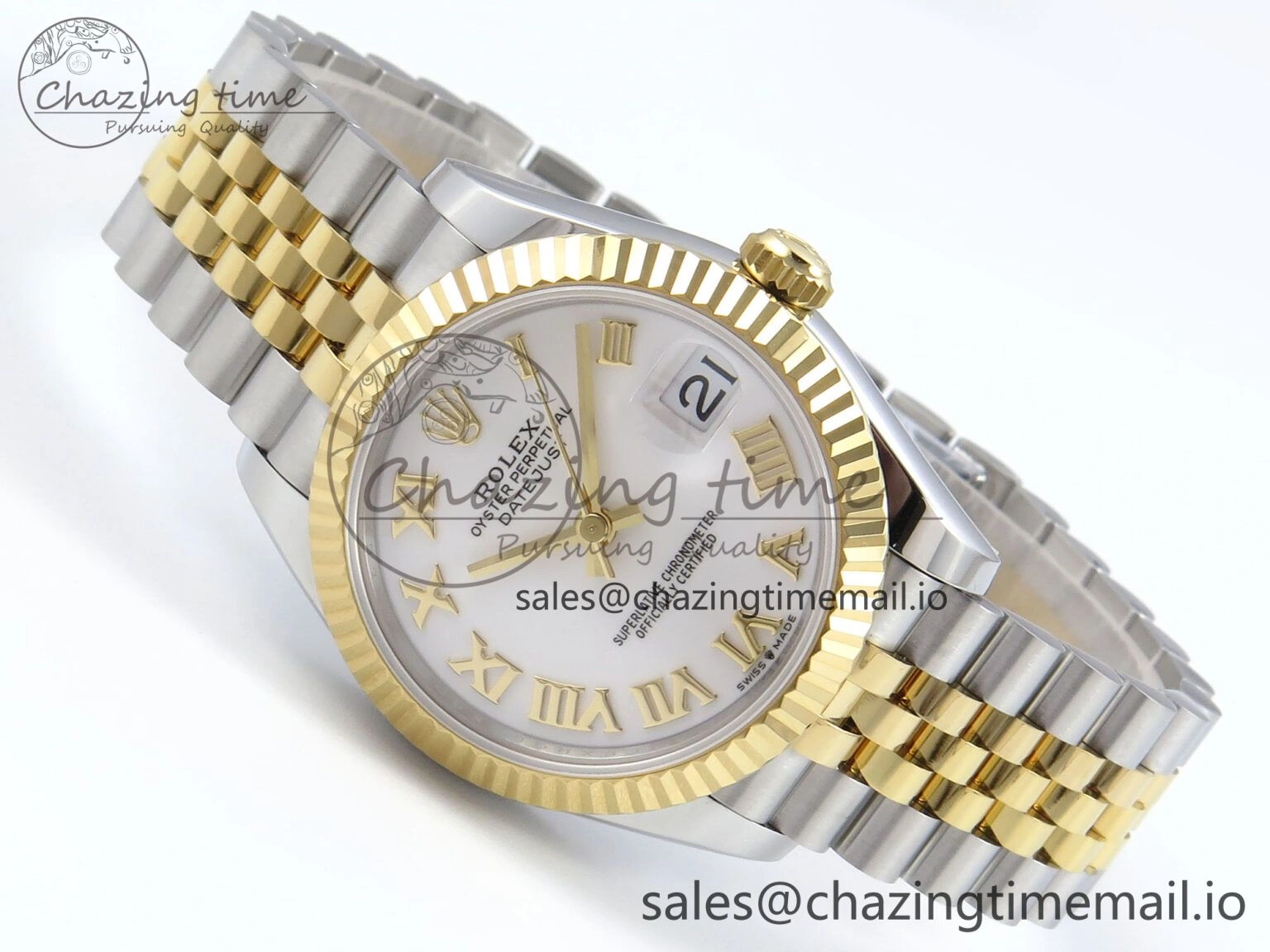 Lightweight DateJust 31 278273 ARF 1:1 Best Edition 904L Steel White Roman Dial on SS YG Jubilee Bracelet ETA 568