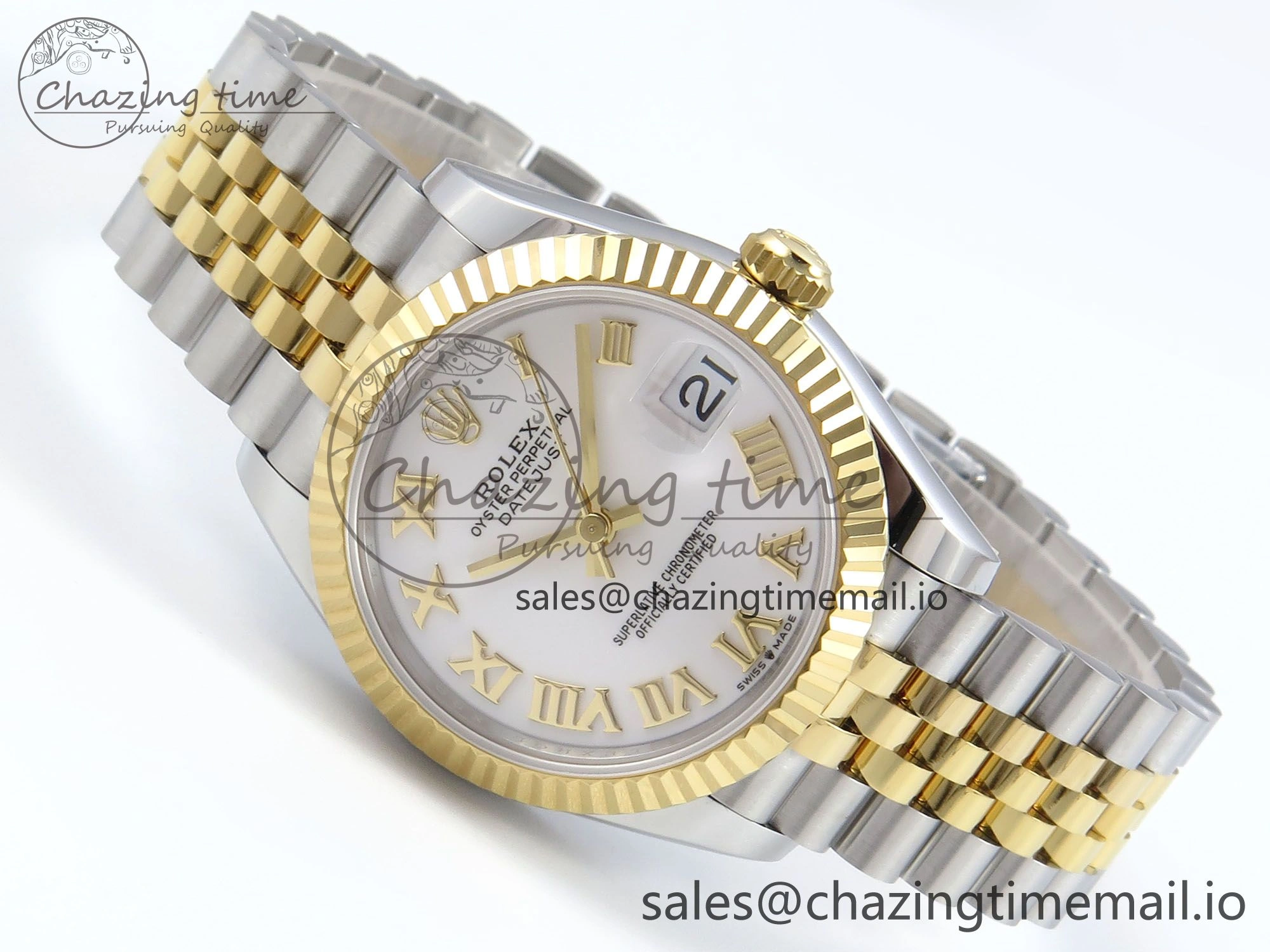 Lightweight DateJust 31 278273 ARF 1:1 Best Edition 904L Steel White Roman Dial on SS YG Jubilee Bracelet ETA 568