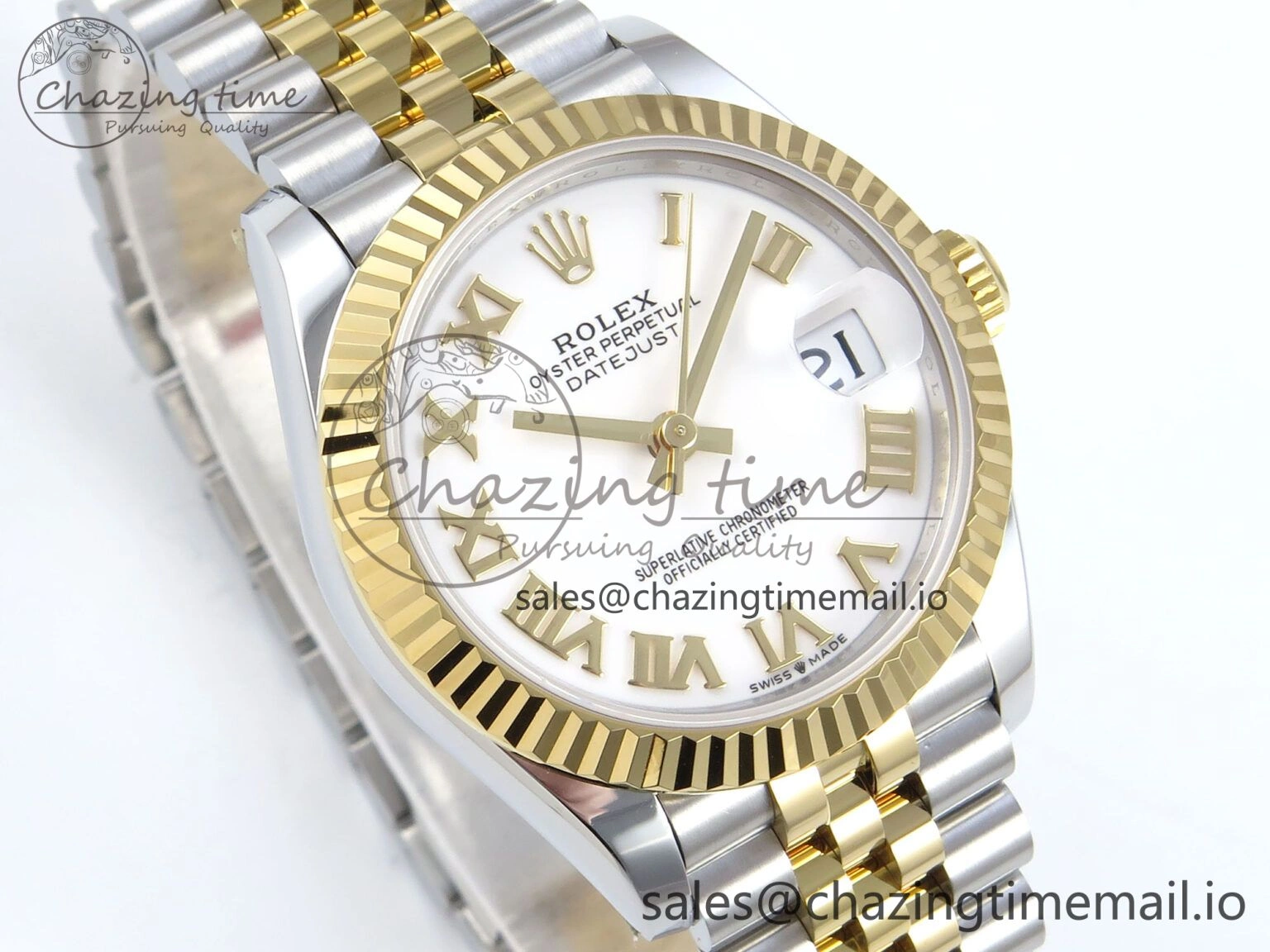 Lightweight DateJust 31 278273 ARF 1:1 Best Edition 904L Steel White Roman Dial on SS YG Jubilee Bracelet ETA 568